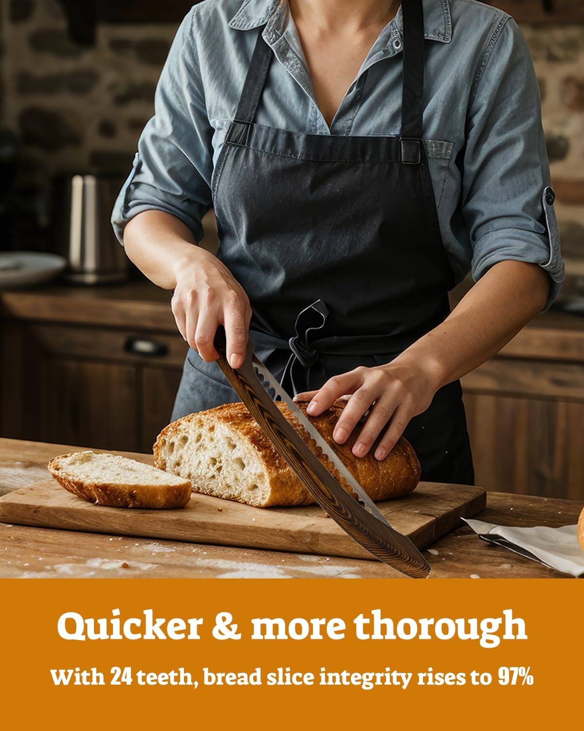16.5” Bread slicer for Homemade Bread, Serrated Bread Knife for homemade bread with Bow Design, Premium Bread Knife, Bread Slicer, Bread Cutter for Bagels, Baguettes, Charcoal-Grilled