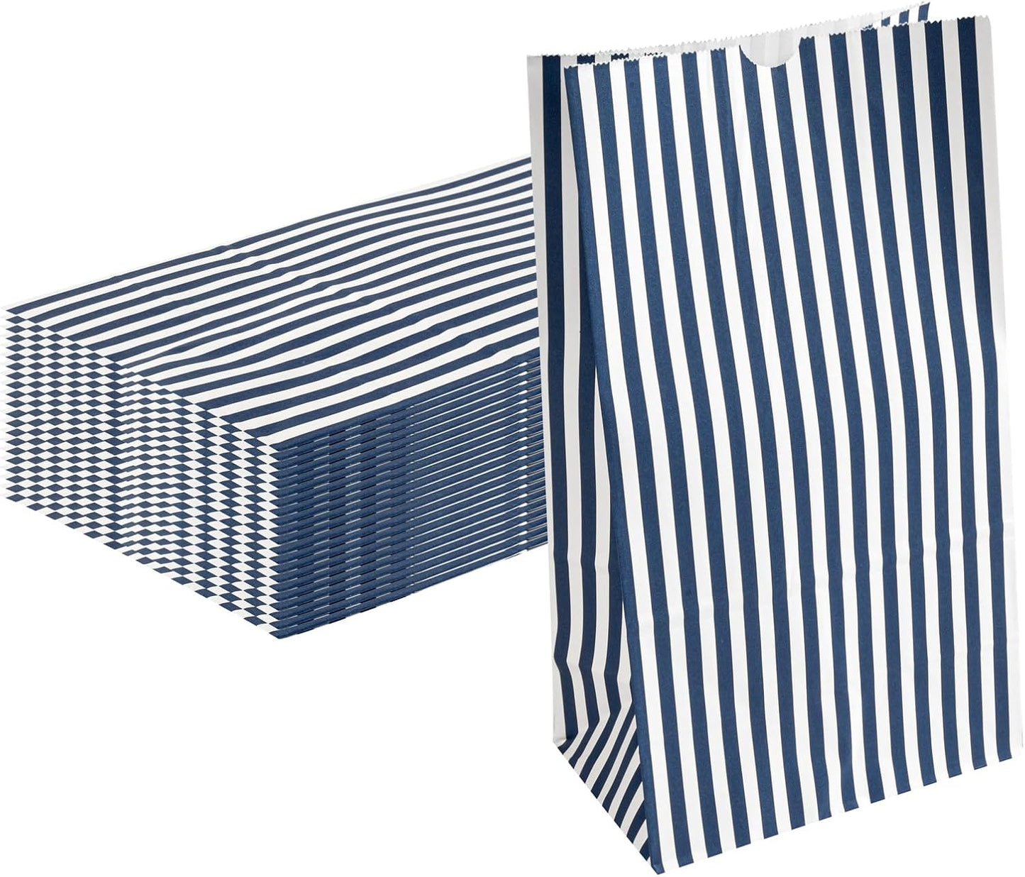 Restaurantware Bag Tek 12 LB Disposable Lunch Bags 100 Sturdy Take Out Bags - Flat Bottom Great For Restaurants Cafes And Bakeries Blue And White Paper Popcorn Bags Versatile For Grocery