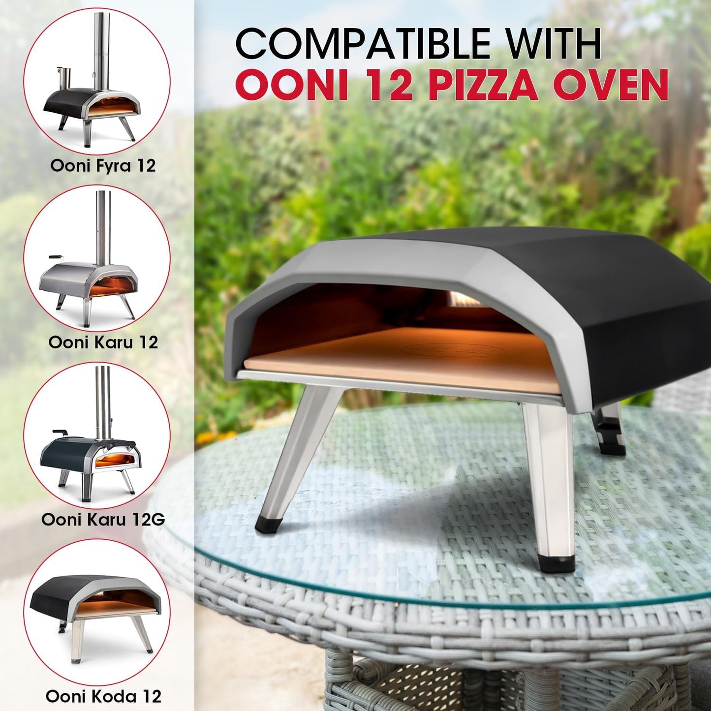 Unicook Pizza Stone 13 Inch, Cordierite Square Baking Stone for Ooni 12 Oven, Ideal for Making Crispy Crust Pizzas Bread and Cookies