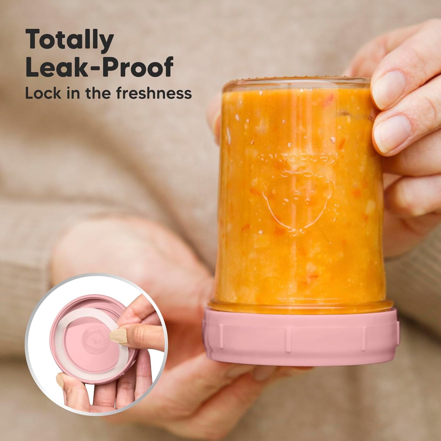 KeaBabies 4pk 8oz & 4pk 4oz Glass Baby Food Containers with Lids - Leak-Proof, Microwavable Small Glass Jars, Baby Purees & Toddler Snack Storage Containers,BPA-Free,Dishwasher & Freezer Safe(Roseate)