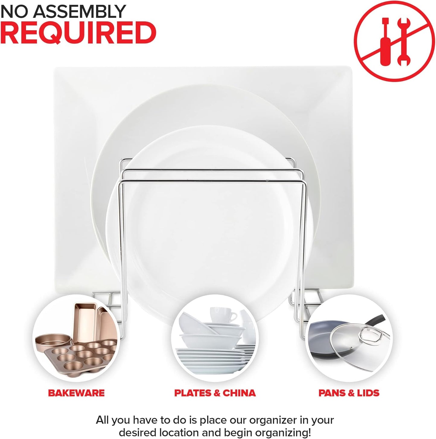 Stock Your Home Chrome (2 Pack) Steel Baking Pan Organizer Rack for Cabinet or Counter, Holder for Kitchen Cutting Boards, Pot Lids, or Cookie Sheets - Rust Proof Wire, Drying Storage