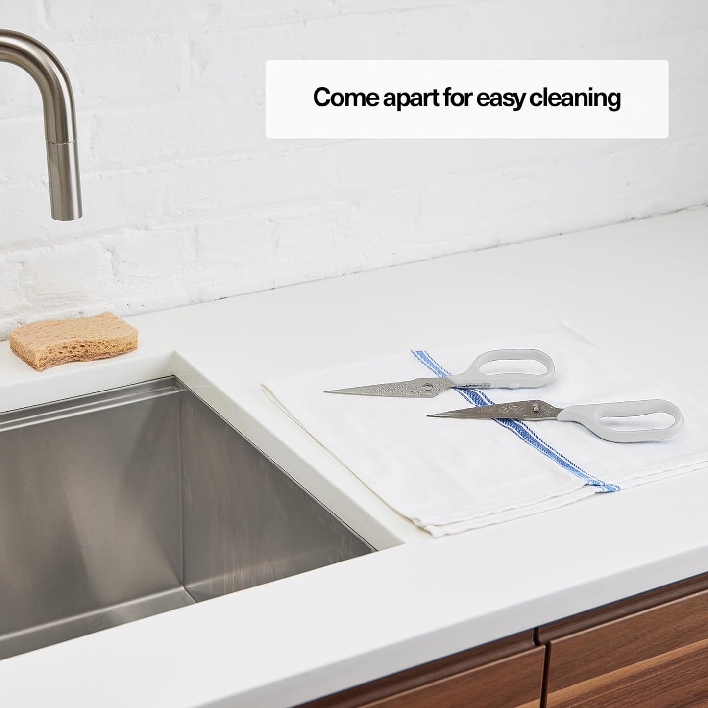 Misen Heavy Duty Kitchen Shears - Comfortable Ambidextrous Scissors for Meat, Poultry, Herbs & More - Easy to Clean - German Stainless Steel - Large | White