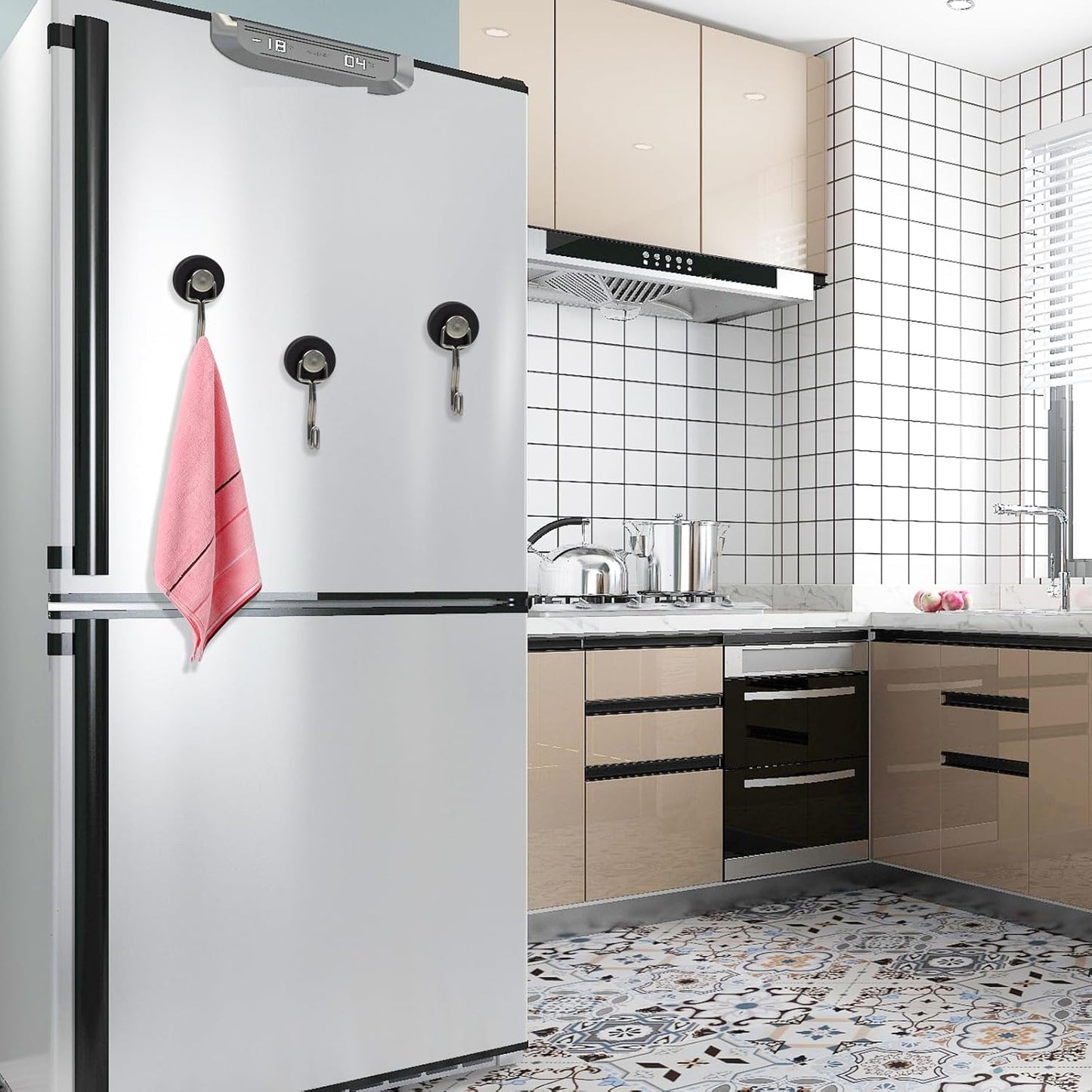 Rare Earth Strong Magnetic Hooks, Perfect for Cruise Ship Cabins and Kitchens, Waterproof Rubber Coated Magnetic Hooks(12, Sliver)