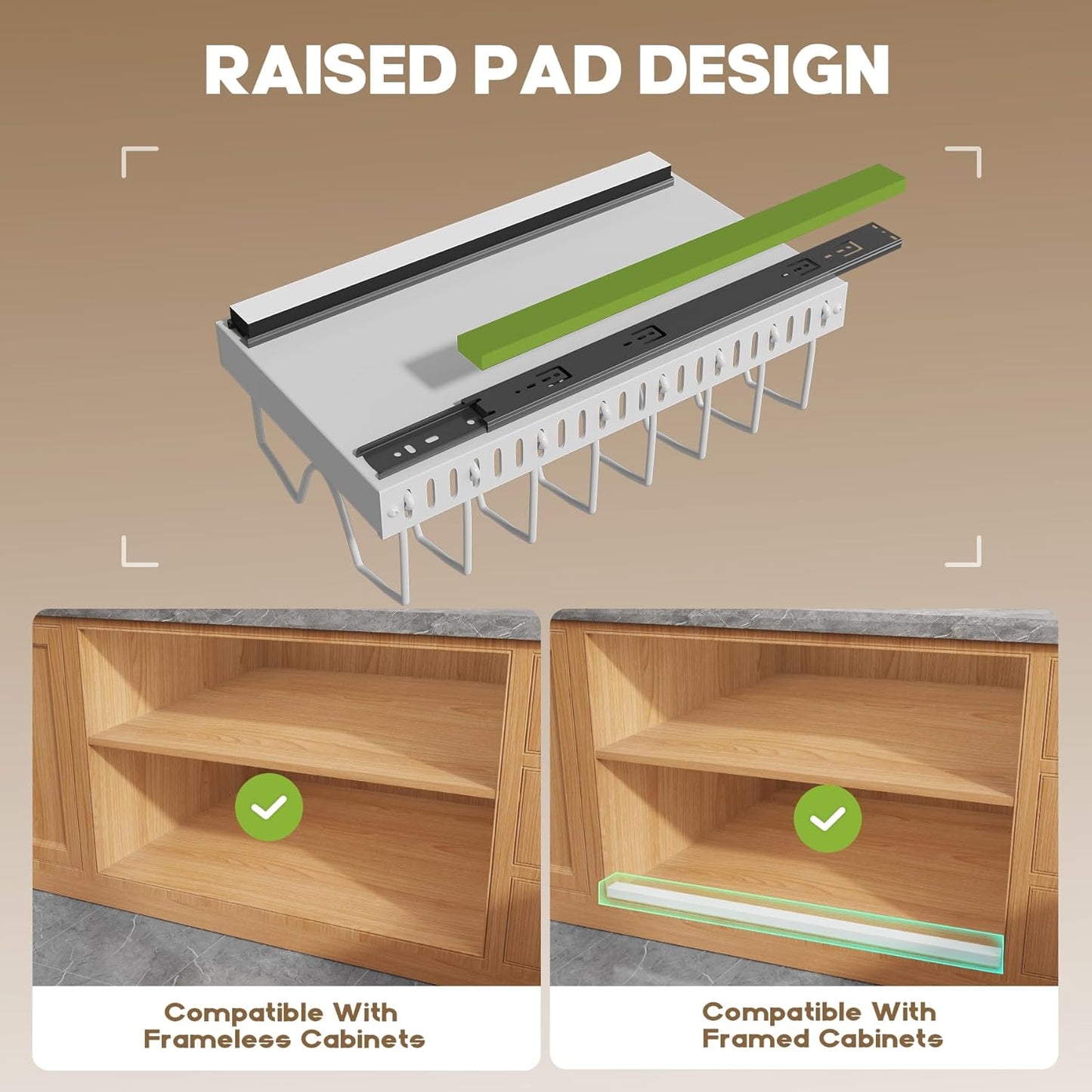 Pull Out Pots and Pans Organizer Under Cabinet, Sliding Lid Holder and Pan Rack in Kitchen, Slide Out inside Cabinet Storage for Pot Lid, Bakeware, Dishes, 8 Adjustable Dividers, 2 Pack White