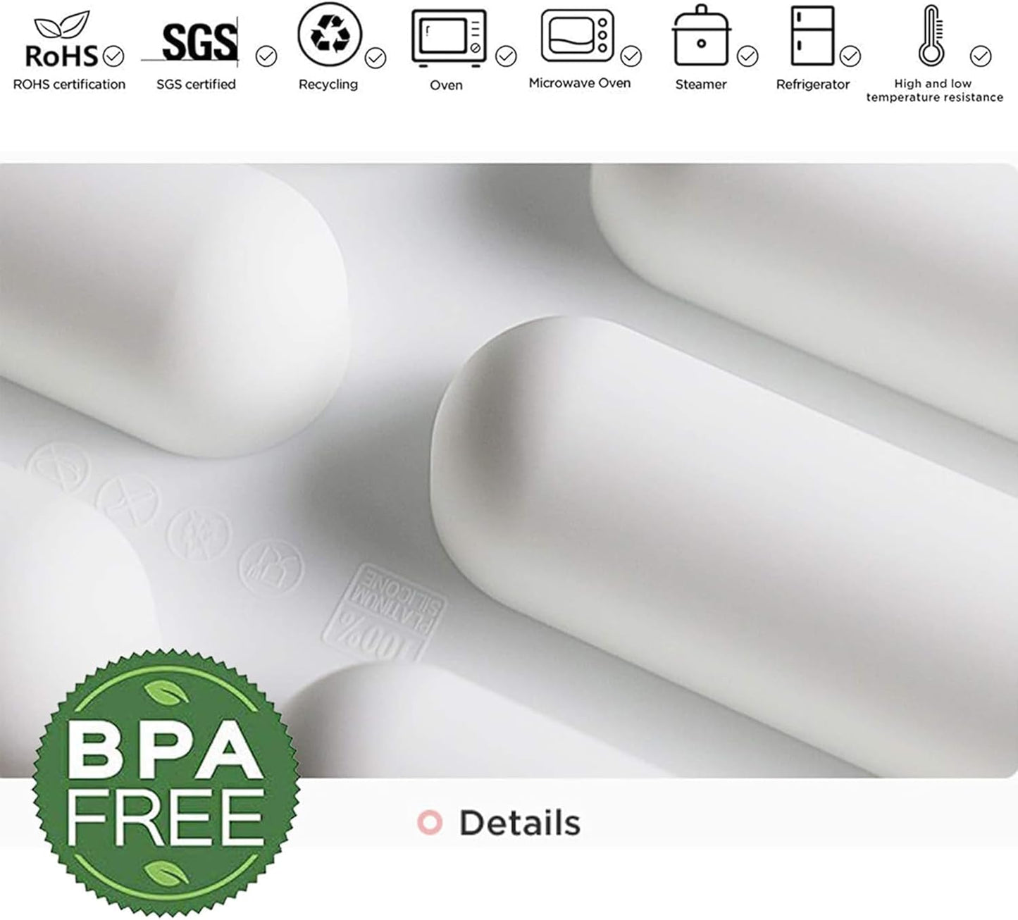 OCPO KITCHEN Eclair Silicone Mold for Baking Mousse Cake Dessert Pastry Chocolate, Ice Cream Mould, Cake Decoration Mold, Fashion Eclair Shape (6-Cavity)