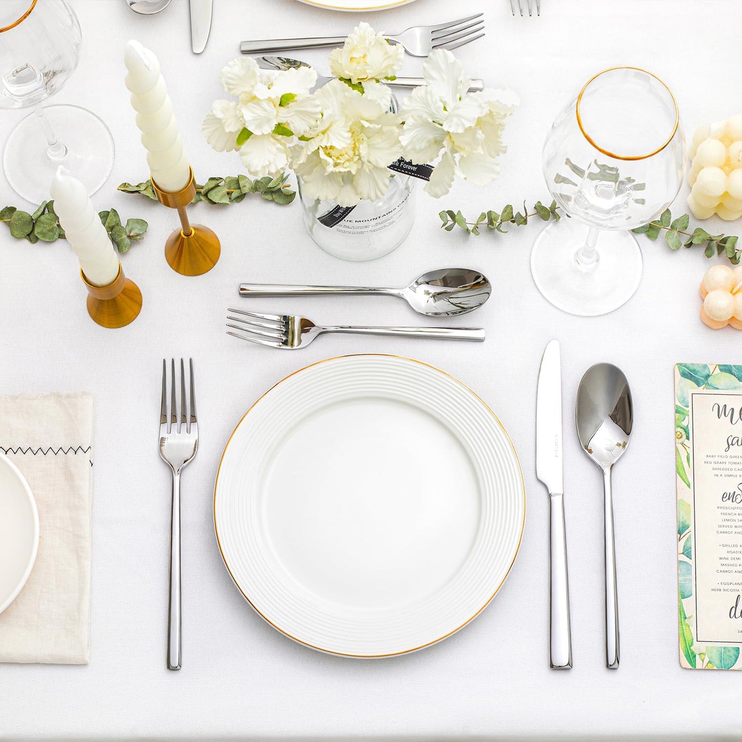 KINGSTONE Silverware Set, 40-Piece Forged Flatware Set Cutlery Set Premium Stainless Steel, Service for 8, for Kitchen, Home, Wedding, Party, Mirror Polished and Dishwasher Safe