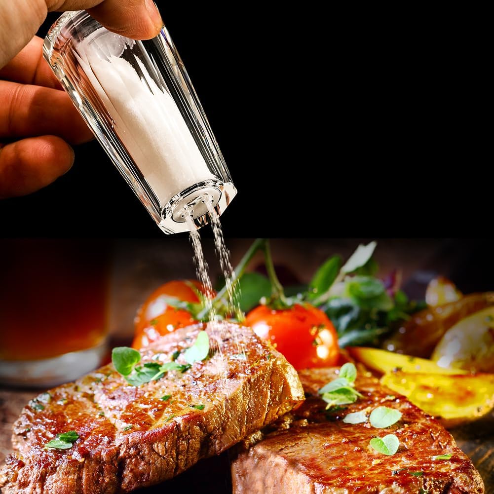 Salt and Pepper Shaker Set Spice Dispenser Refillable Design Cut Crystal Seasoning Shaker Kitchen Decor for Cooking Table,RV,Dinner Party,Camping BBQ (T-03)