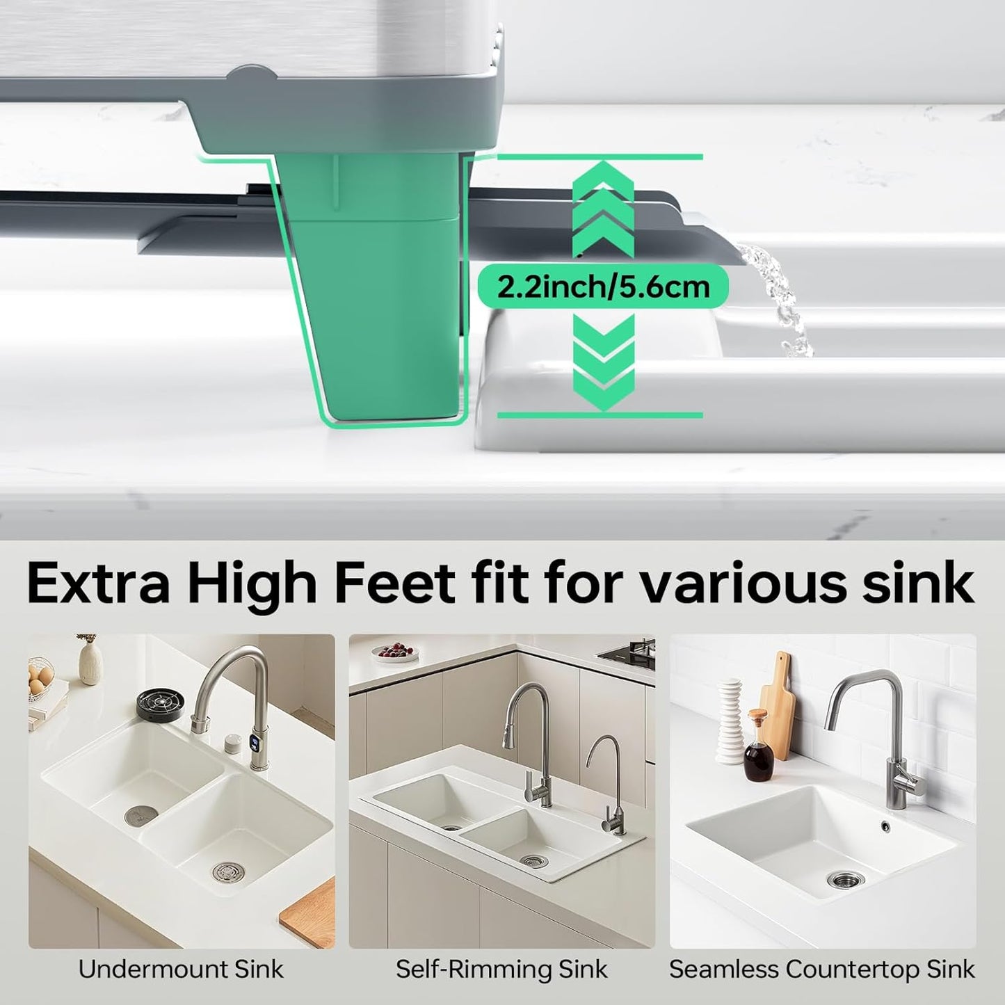 Triple Expandable Dish Drying Rack, Extra Large Dish Rack for Kitchen Counter, Stainless Steel Dish Drying Rack, Foldable Dishes Drainer, Extendable Dish Strainer with Utensil & Pans Holder, Gray