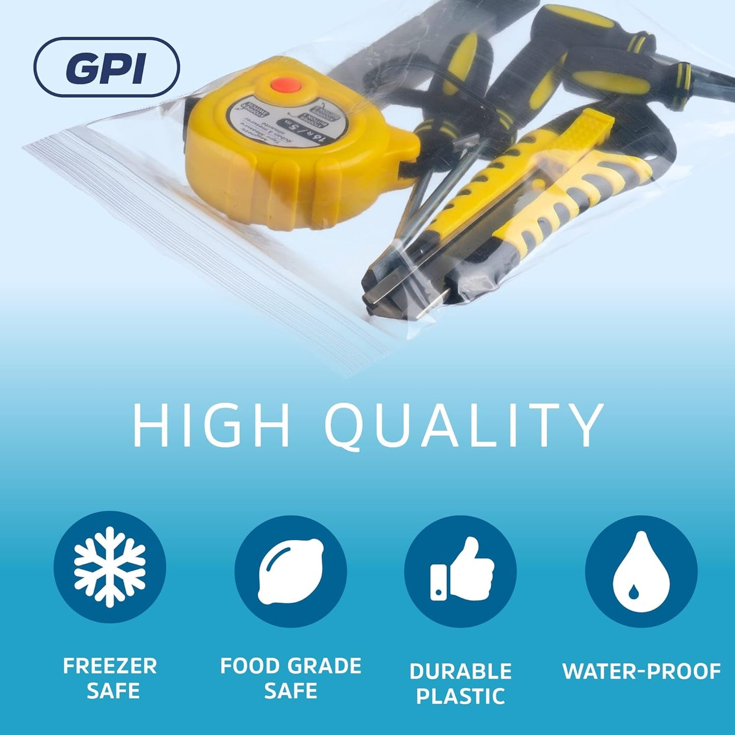 CLEAR PLASTIC RECLOSABLE ZIP BAGS - Bulk GPI Pack Of 200 5"x8" 4mil Thick Heavy Duty strong & Durable Poly Baggies With Resealable Zipper Lock For Travel, Storage, Packaging & Shipping.