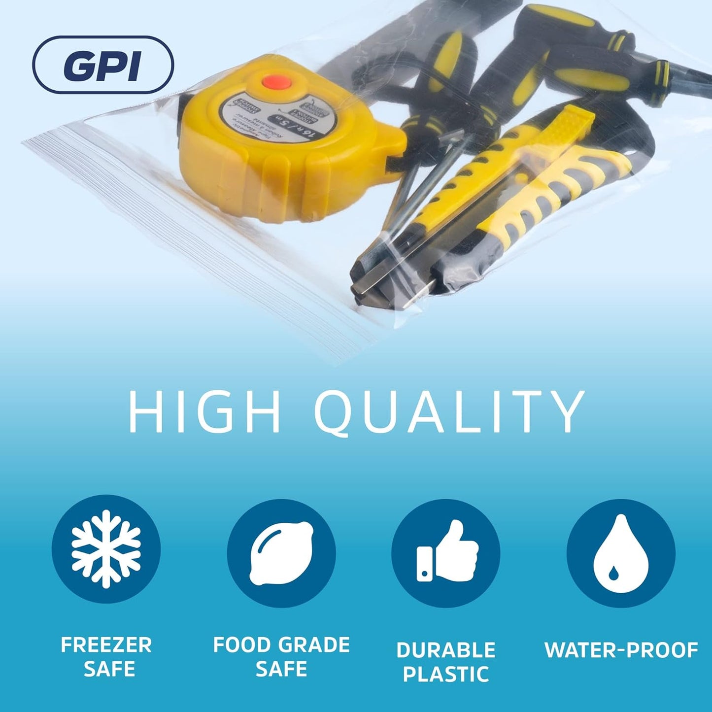 Clear Plastic Zip Sandwich Bags - Bulk GPI Pack of 200 6" x 6" 4mil Thick Heavy Duty, Strong & Durable RECLOSABLE Poly Baggies with Resealable Zipper Lock for Travel, Storage, Packaging & Shipping