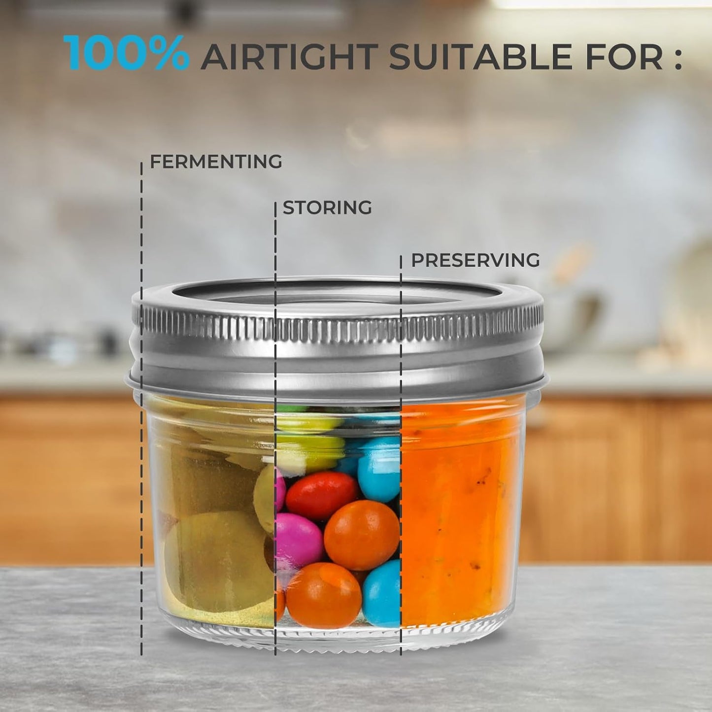 Eathtek Small Mason Jars 8 Pack, 4oz/120ml Mini Canning Jars with Regular Lids for Jelly Herbs Spice Honey Storage, Small Glass Jars Candle jars, Extra Lids Tags Label Included