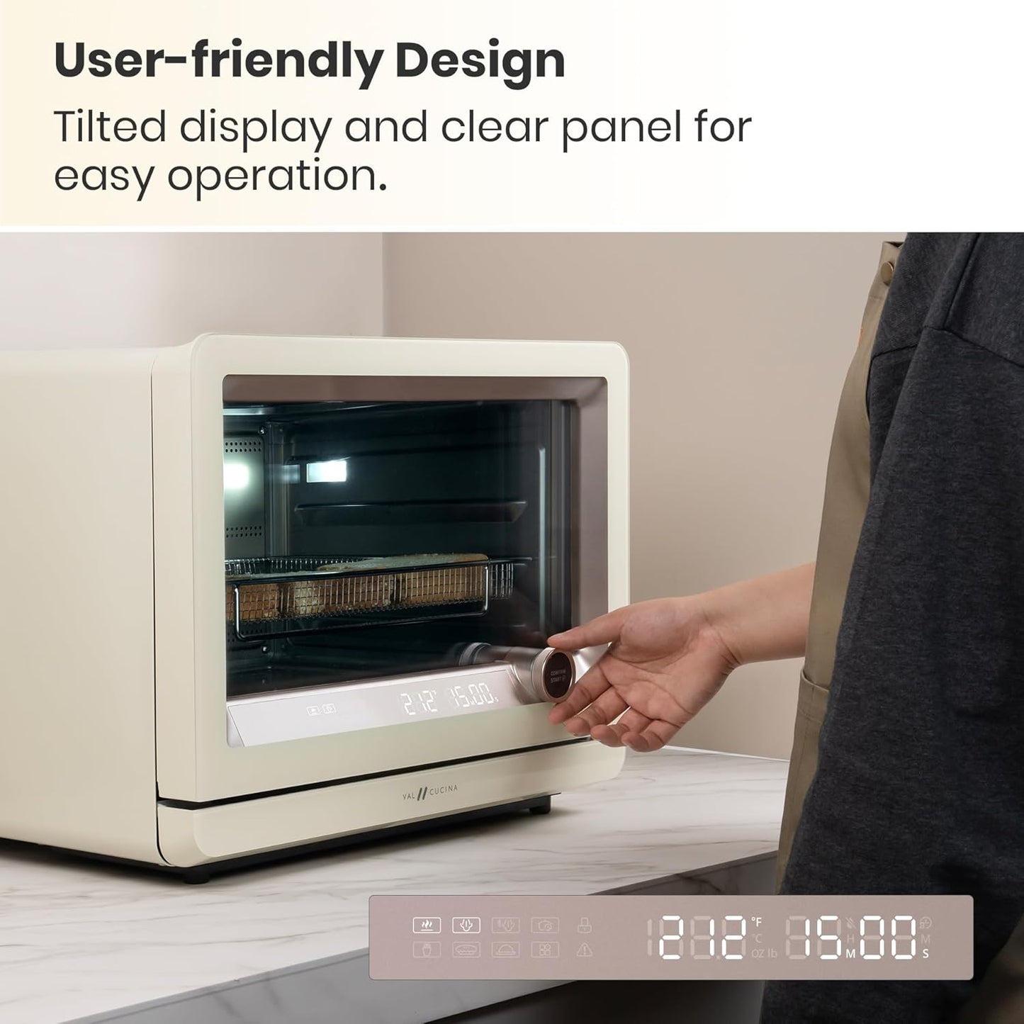 7-in-1 Steam Convection Oven Countertop with Air Fry, Bake, Sous Vide, Ferment, Built-in Recipes | Anti-Scalding, Self Clean, Food-grade Stainless Steel Cavity & Accessories | 1500W