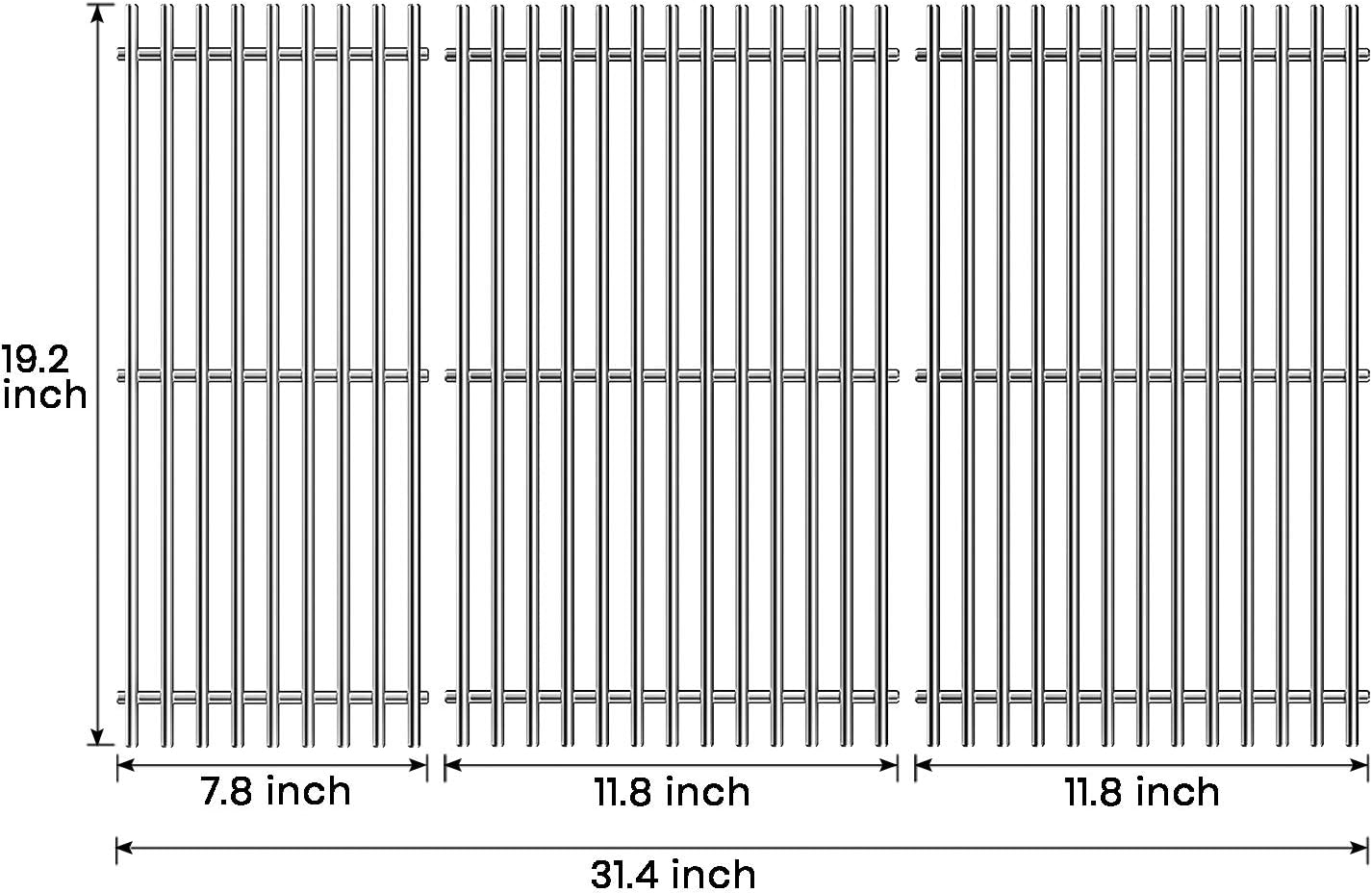 Stanbroil Stainless Steel Cooking Grates for Weber Summit 600 Series Summit E/S 640/650/660/670 Gas Grills with a Smoker Box, Replacement Parts for Weber 67552 - Set of 3