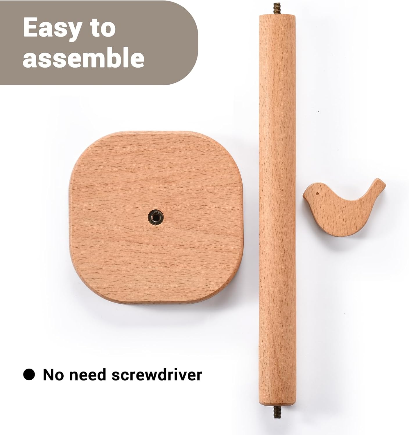 Paper Towel Holder, Cute Bird Wooden Kitchen Roll Stand Organizer Countertop Free Standing, Housewarming Gift New Home