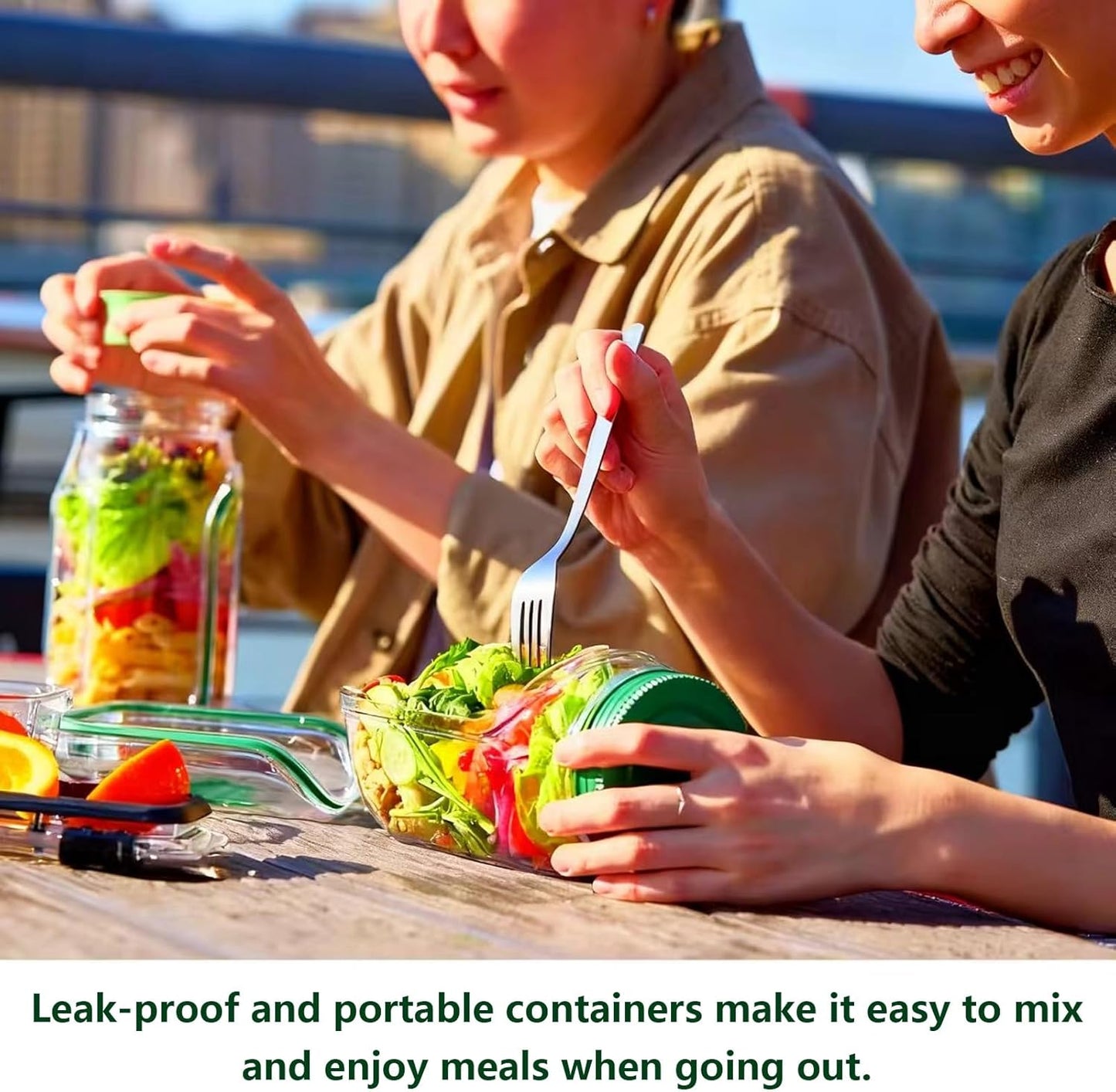 Durable Portable Salad Jar with Side Opening & Leakproof Dressing Compartment - Perfect for Lunch, Meal Prep, Travel, Office, and Outdoor Use - Reusable Salad Container