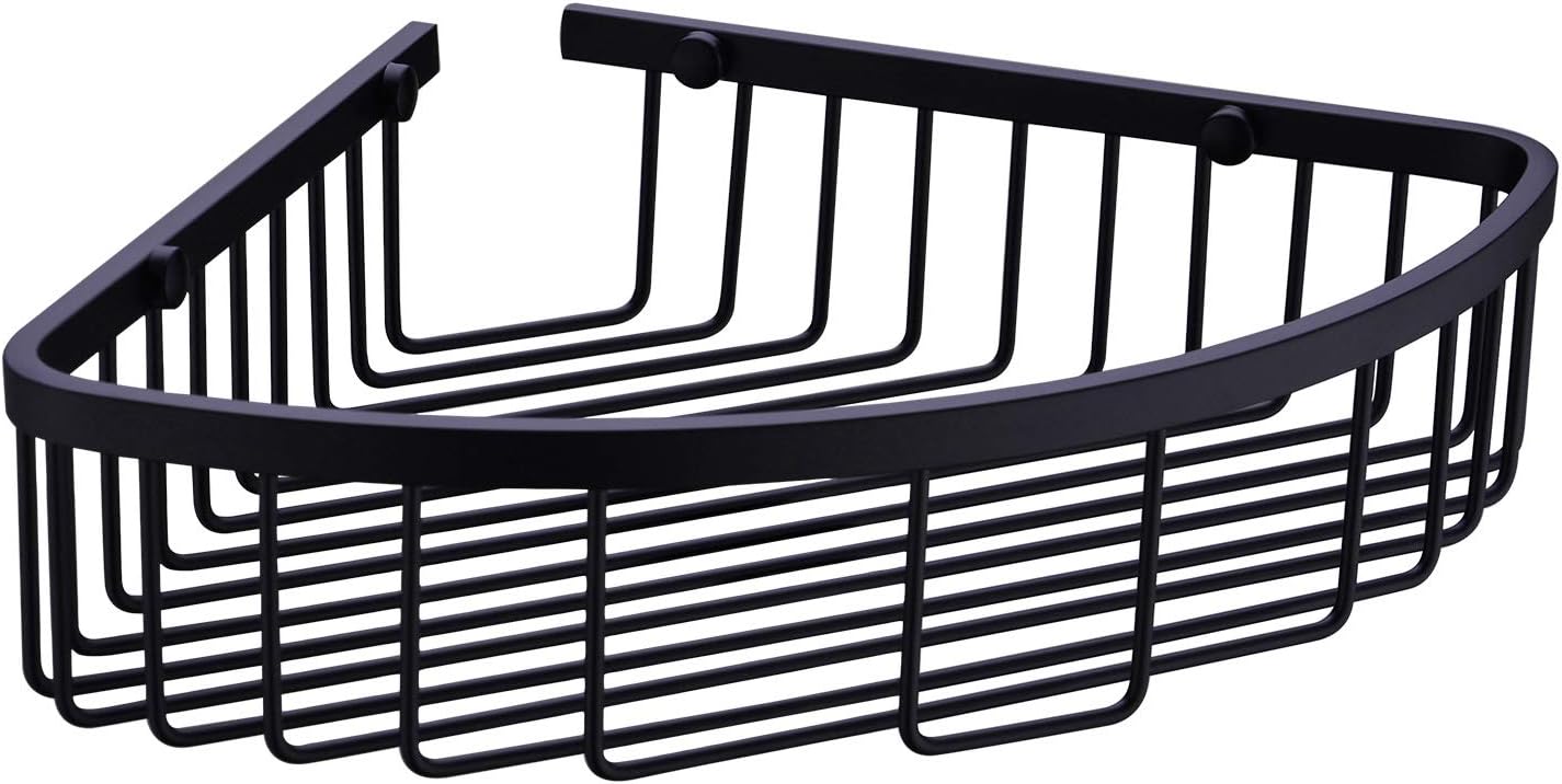 304 Stainless Steel Shower Caddy Corner Basket Shelf Bathroom Organizer Wall Mounted Storage, Matte Black Plated Finish Heavy Duty