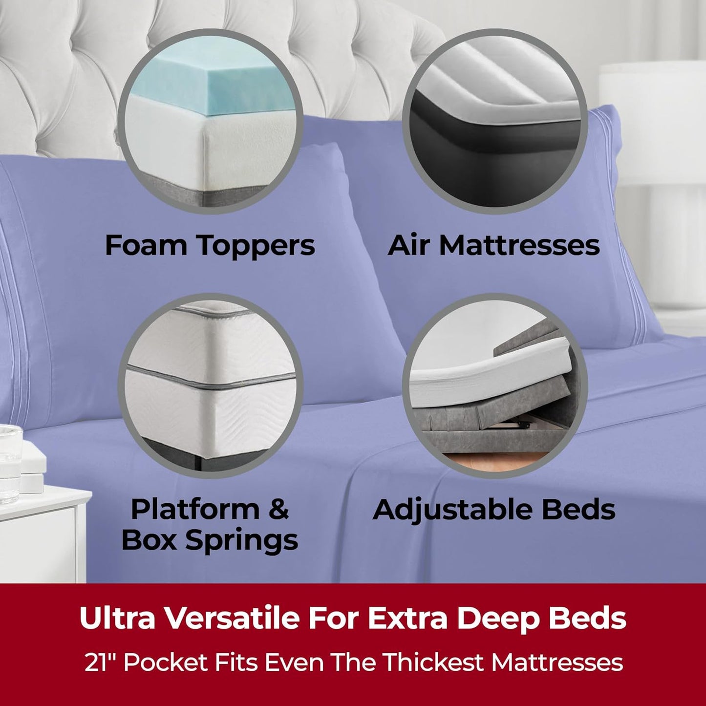 Mellanni Extra Deep Full Sheets - 4 PC Iconic Collection Bedding - Hotel Luxury, Ultra Soft, Cooling Bed Sheets - Wrinkle, Fade, Stain Resistant (Full, Royal Blue)