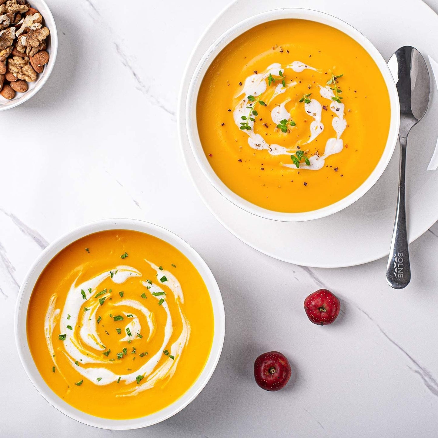 DELLING 30 OZ Ceramic Soup Bowls Set of 6 - Large White Serving Bowls for Kitchen, Pasta, Salad, Rice, Oatmeal, Microwave Safe