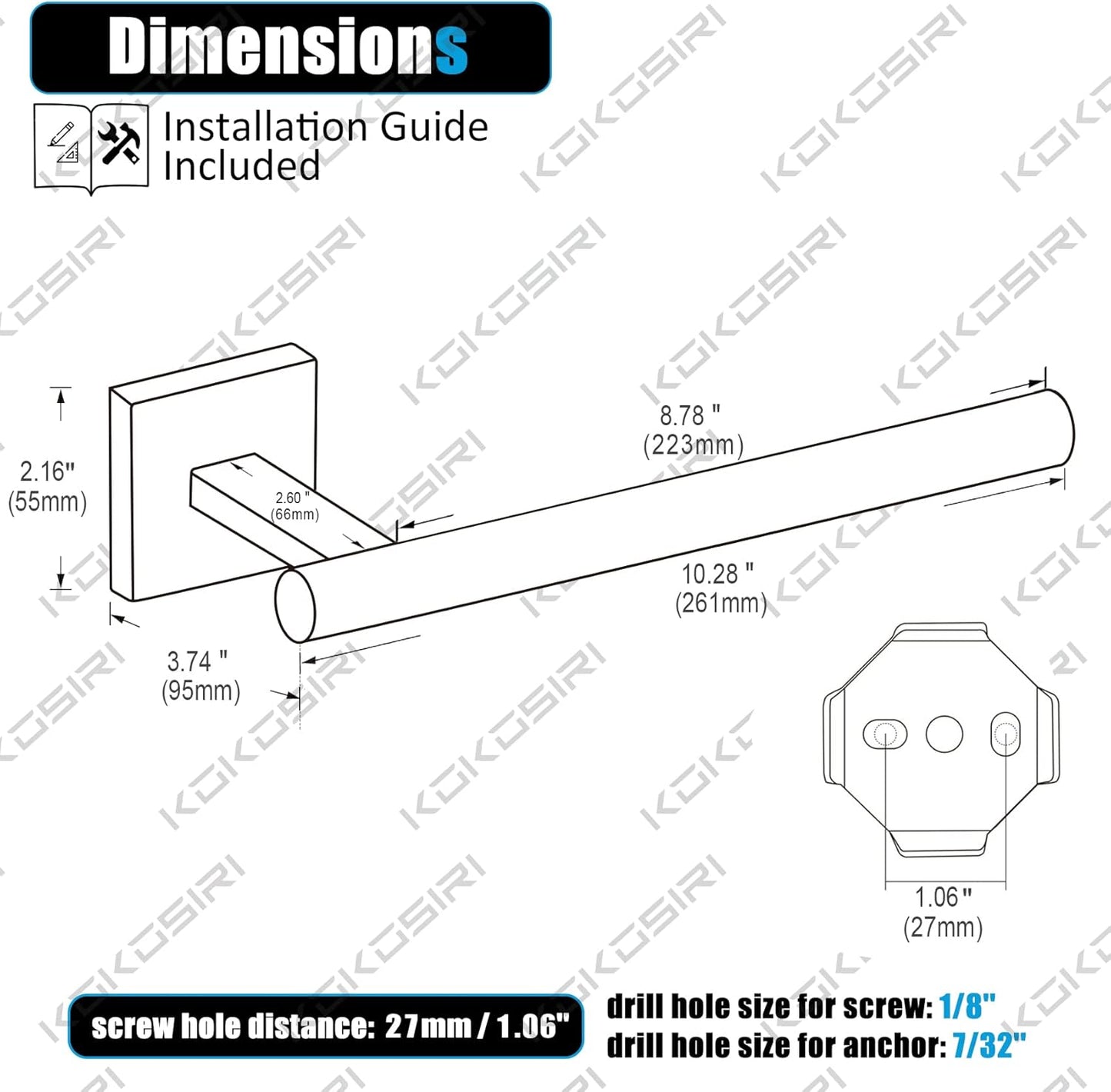 KOKOSIRI Bathroom Towel Bar Gold Hand Towel Holders Wall Mount Screw in Toilet Kitchen Rail Stainless Steel Bath Accessories, B3008BG