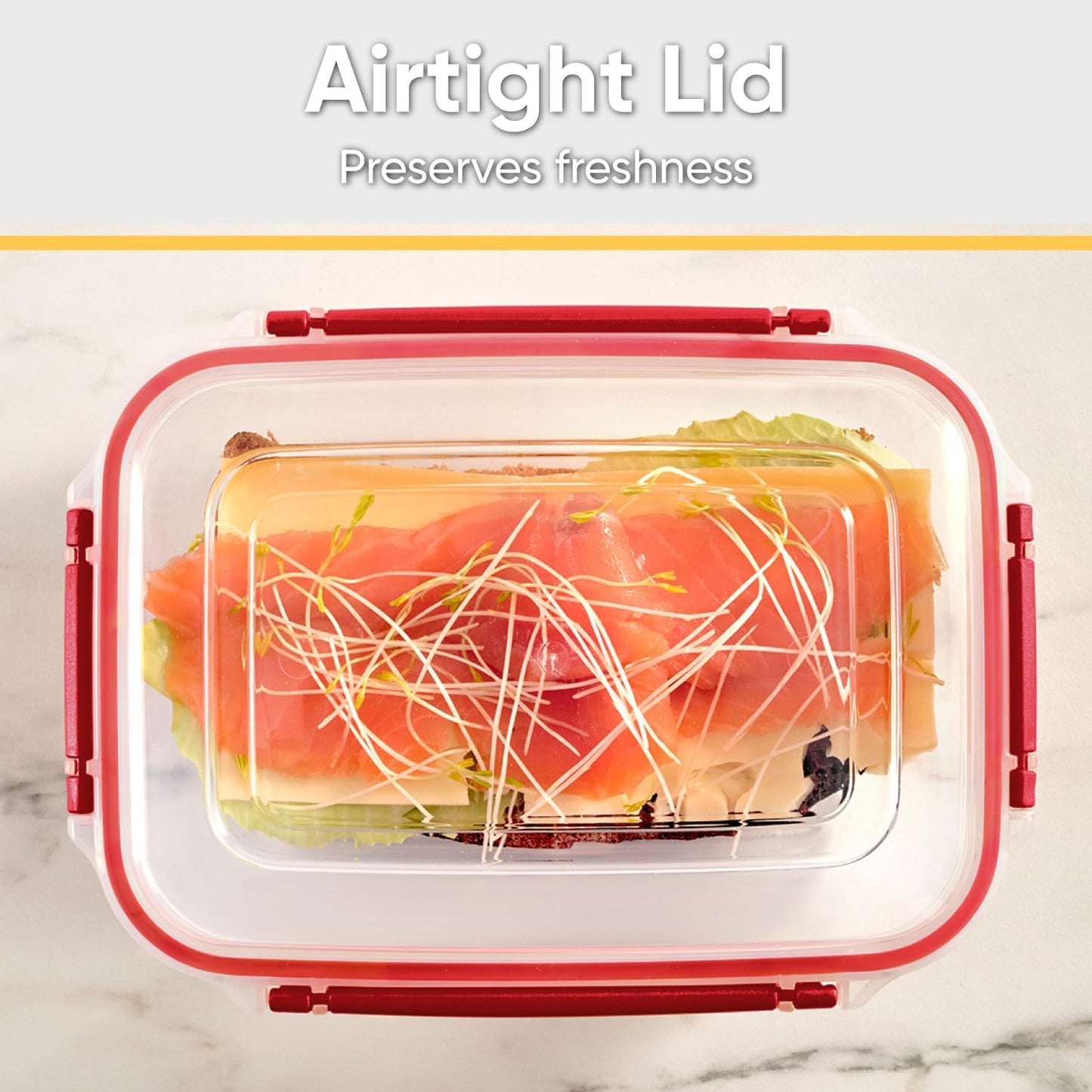 Superio Plastic Food Storage Containers with Airtight Lids, 4 Pack- 80 Oz, BPA Free, Leakproof, Stackable, Microwave, Dishwasher, Freezer Safe, Red