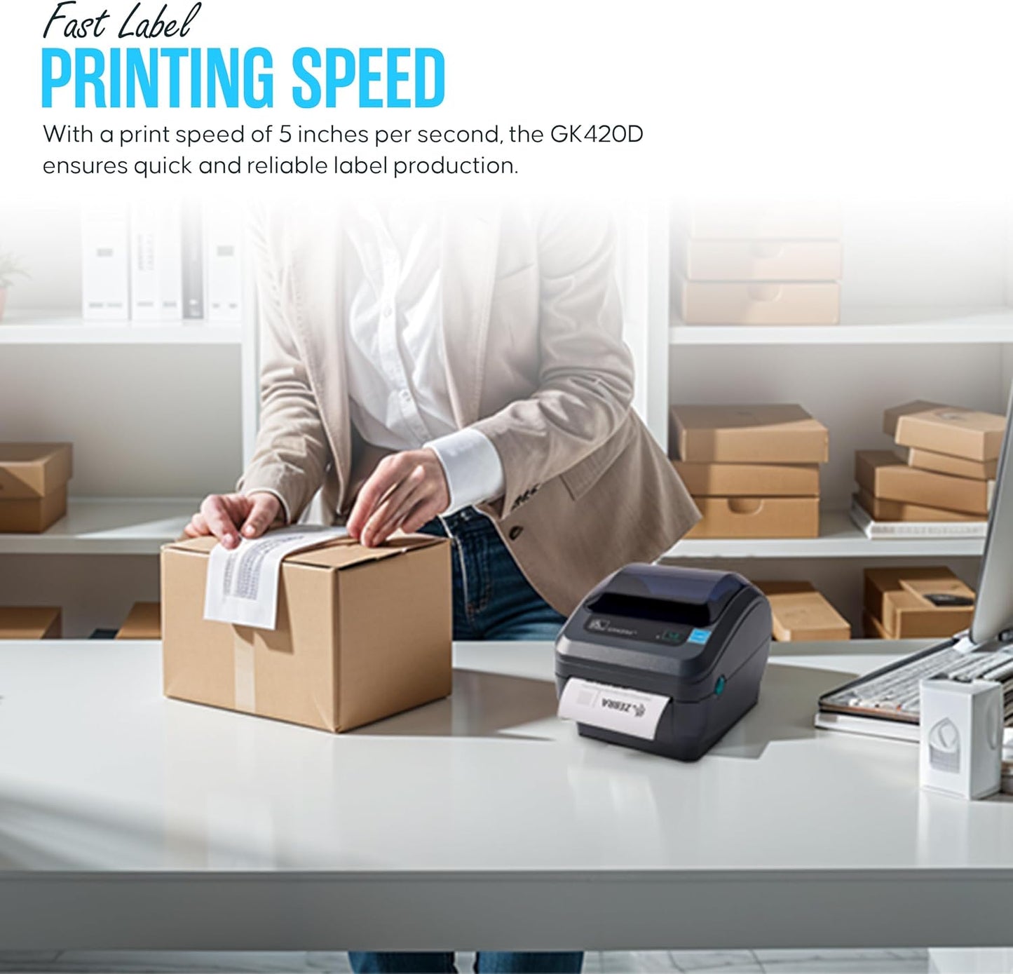 GK420D Zebra Direct Thermal Label & Barcode Printer - Parallel/USB Connectivity- 1 Year Warranty - Comes with 24V, 4x6 Label Roll, USB 2.0 Cable & Microfiber Cleaning Cloth