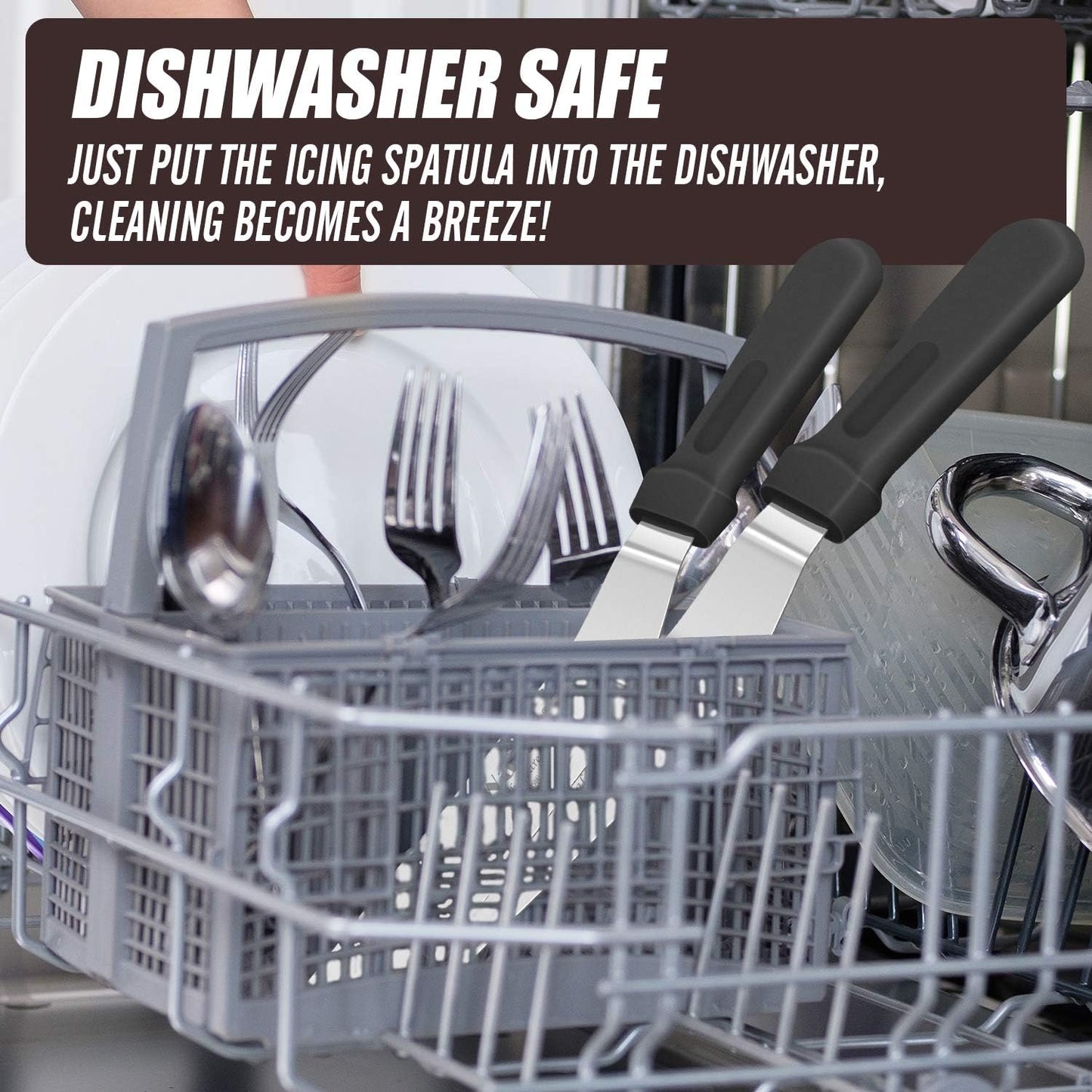 Walfos Icing Spatulas, Stainless Steel Cake Spatula with Sturdy and Durable Handle Cake Decorating Spatula Set of 2 - Multi purpose Use for Home, Kitchen or Bakery (6” & 8”)