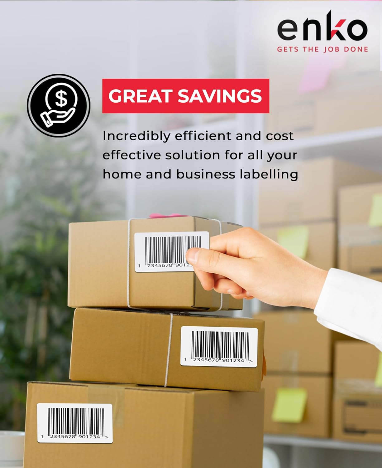 enKo 4" x 3" Labels for Zebra Desktop Printers (12 Rolls, 6000 Labels) - Blank White Direct Thermal Address Mailing Shipping Barcode FBA Stickers FNSKU Label for Zebra and Eltron (Perforated)