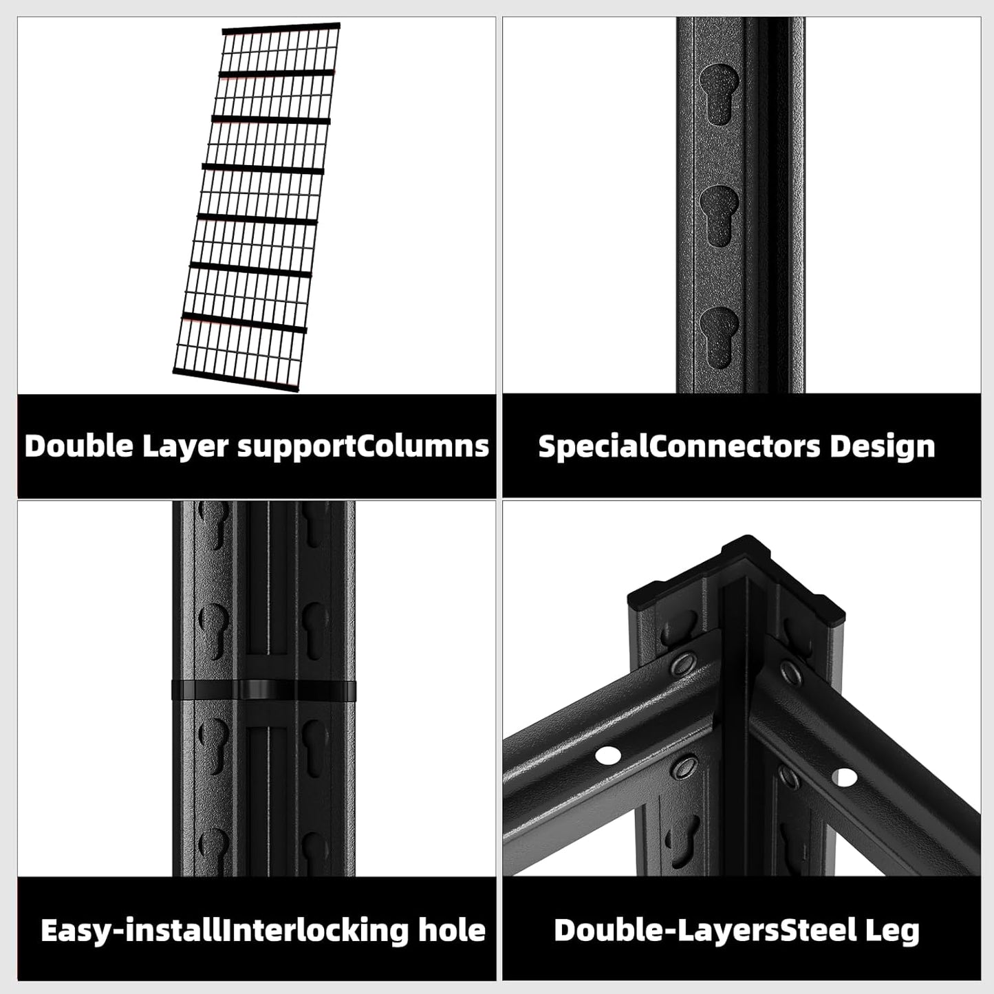 5 Tier Metal Shelving Unit, Adjustable Storage Shelves, 84" H x 55" W x 24" D Heavy Duty Garage Shelves for Warehouse, Basement, Kitchen, Pantry, Living Room, Black (5T 84 * 55 * 24)