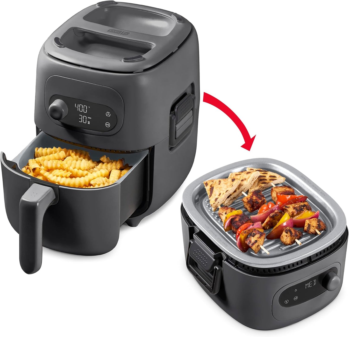 DASH Flip & Fry 2-in-1 Grill + Air Fryer, 3 QT