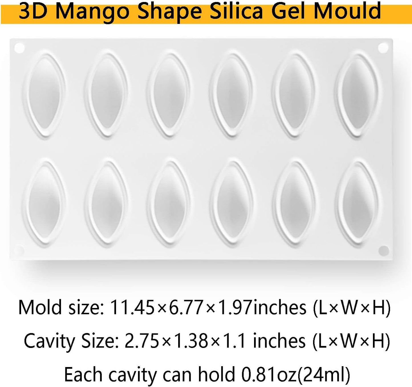 OCPO KITCHEN Quenelle Silicone Mold for Baking Mousse Cake, Fruit French Dessert, Pastry, Chocolate, Pudding, Jelly, Ice Cream, Quenelle Mold (12-Cavity)