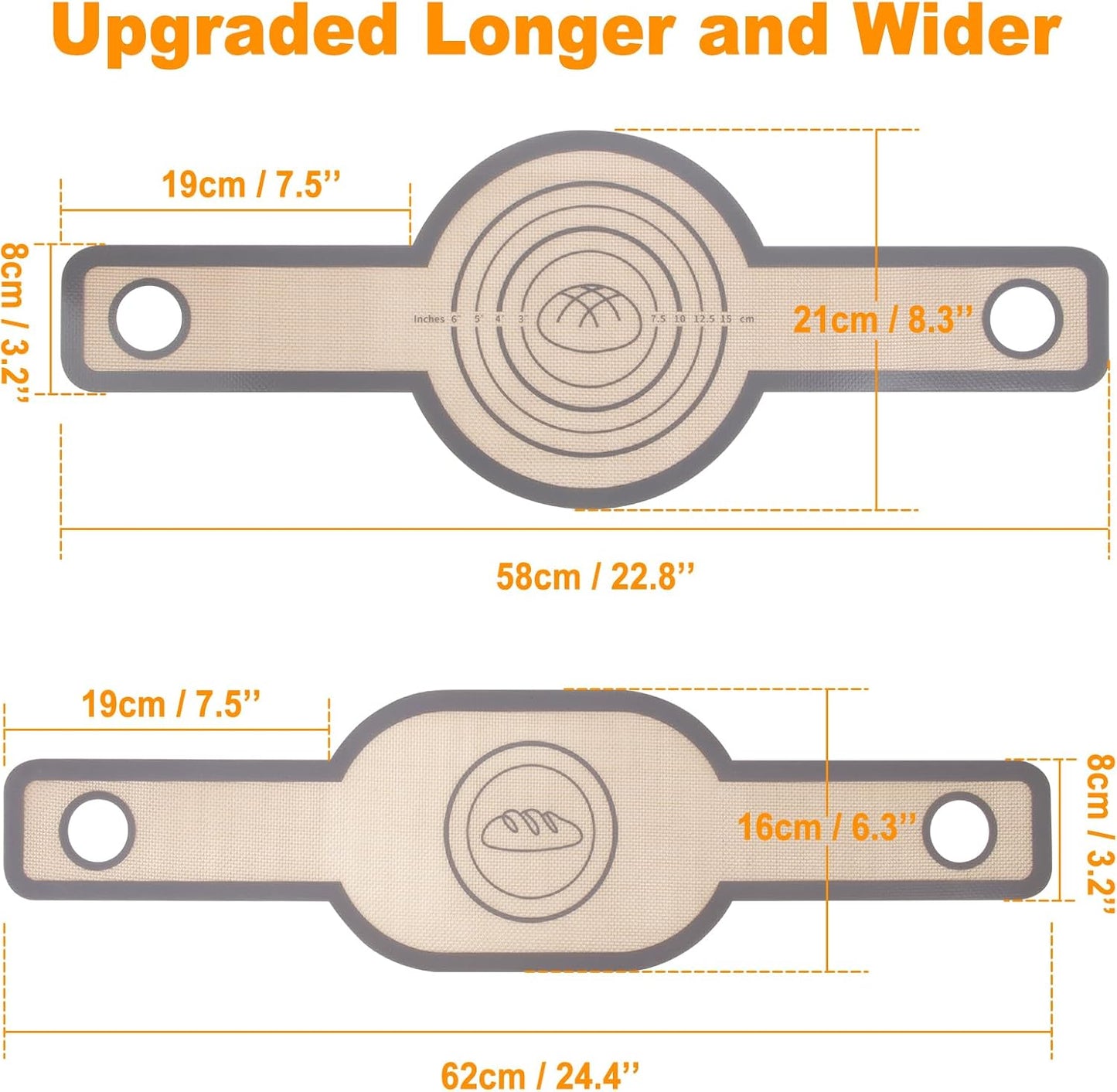 Philorn Silicone Bread Sling for Dutch Oven 2 Pcs, Reusable Silicone Bread Baking Mat With Extra Long Handles Non-Stick & Easy to Clean for Transfer Sourdough, Oval and Round