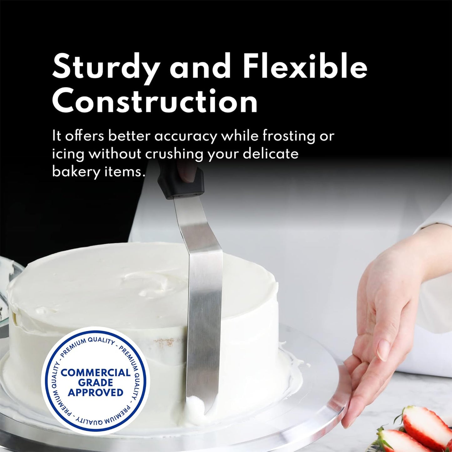 New Star Foodservice 38132 Angled Icing Spatula, 14-Inch Blade, 19-Inch Overall, Silver