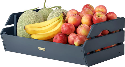 HABAU Wood Potato Onion Storage Bins - Wooden Stackable Produce Basket - Fruit Vegetable Storage for Kitchen Pantry Organization