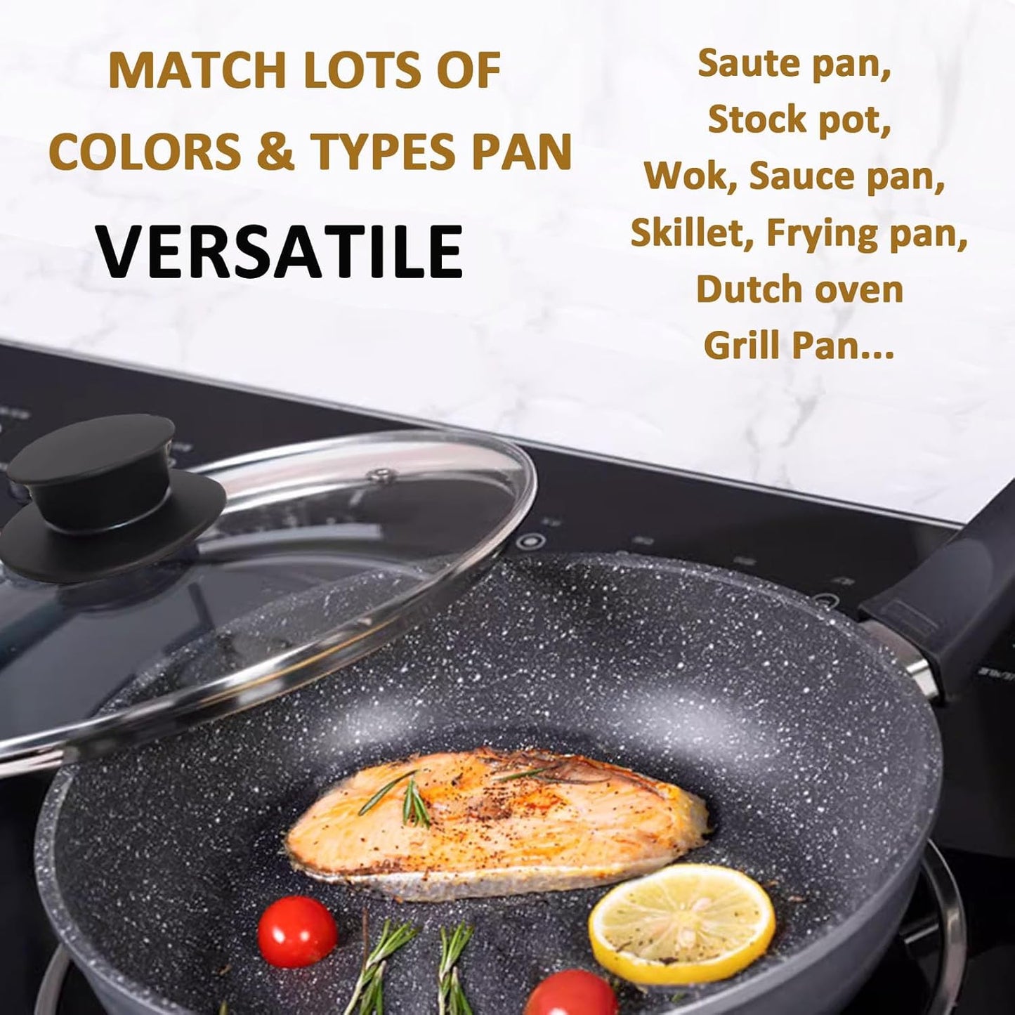 Glass Lid for 12 Inch Cast Iron Skillets Frying Pans, 30cm Tempered Lids for Dutch Ovens, 12In Pan Cover with Stainless Steel Rim for Stock Pots, Heat Resistant Handle, Dishwasher Safe