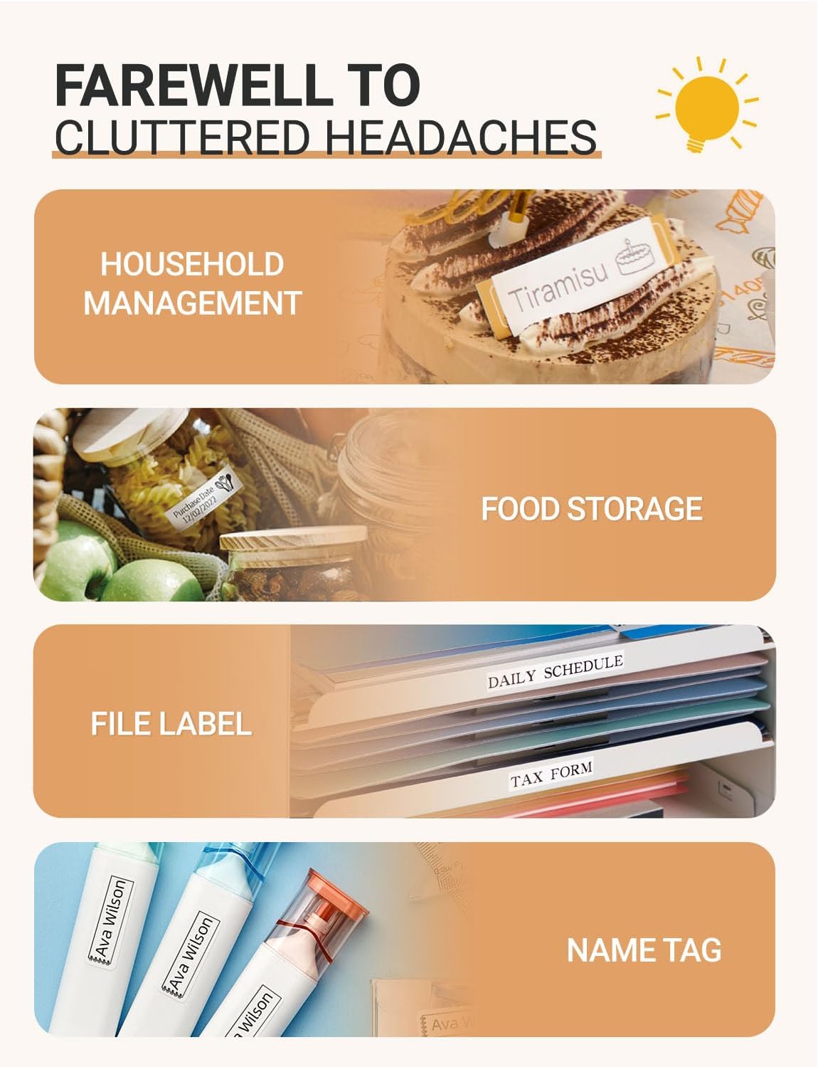 MakeID E1 Q1 Label Maker Tape Refills, 3-Roll 9/12/16mm Continuous Consumables Thermal Laminated Office Labeling Tape Replacement