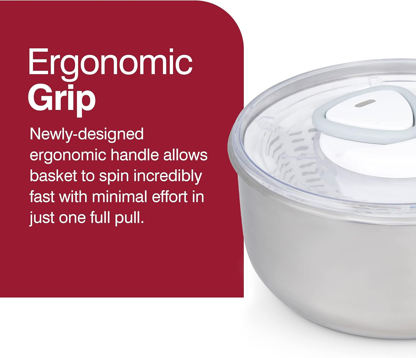 Zyliss Easy Spin 2 Stainless Steel Salad Spinner - Lettuce & Vegetable Spinner - Works as a Large Serving Bowl - Stainless Steel & BPA-Free Kitchen Essential - Silver