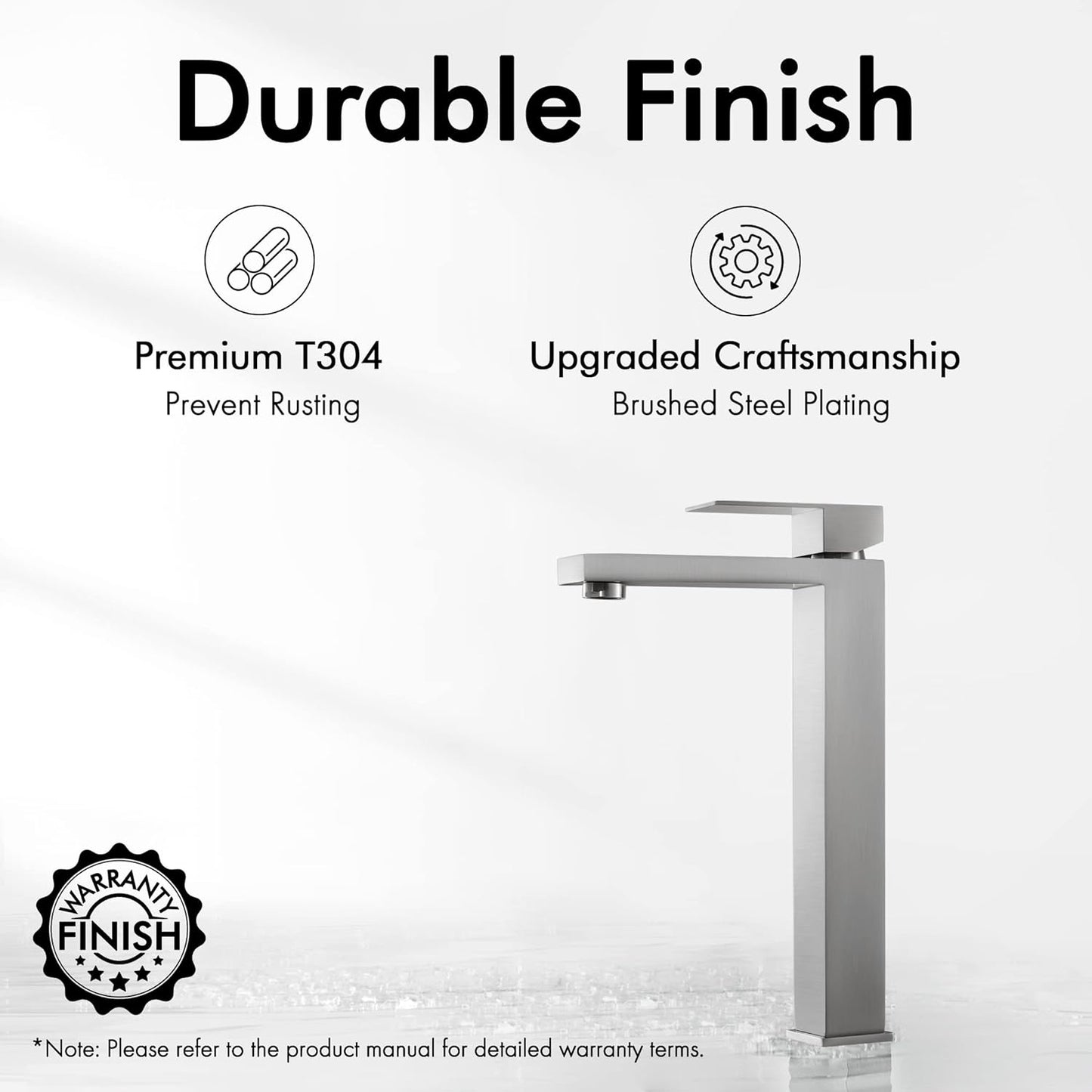 KES Tall Bathroom Faucet Vessel Sink Faucet Single Hole, Brushed Stainless Steel Faucet, cUPC NSF Certified, L3156BLFF12-BS
