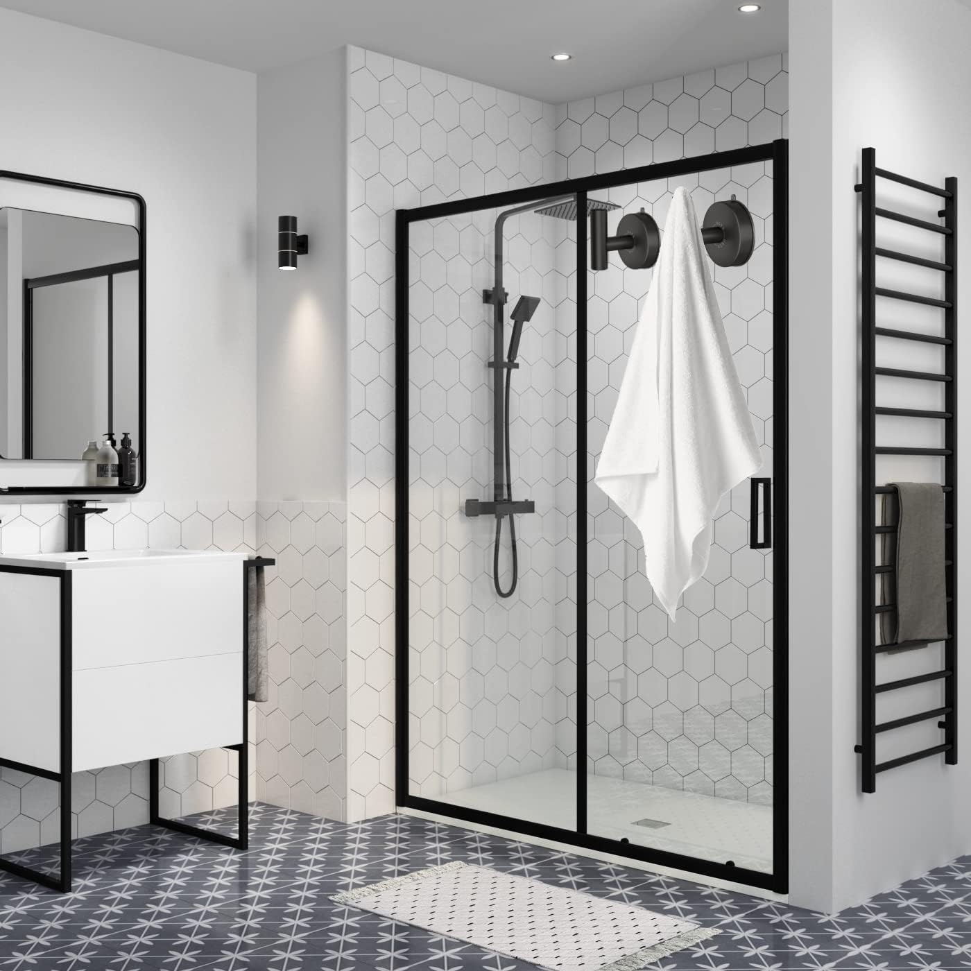 DGYB Large Suction Cup Hooks Black Stainless Steel Suction Shower Hooks for Loofah Set of 2 Towel Hook 11 Lb No Drill Hook for Bathroom