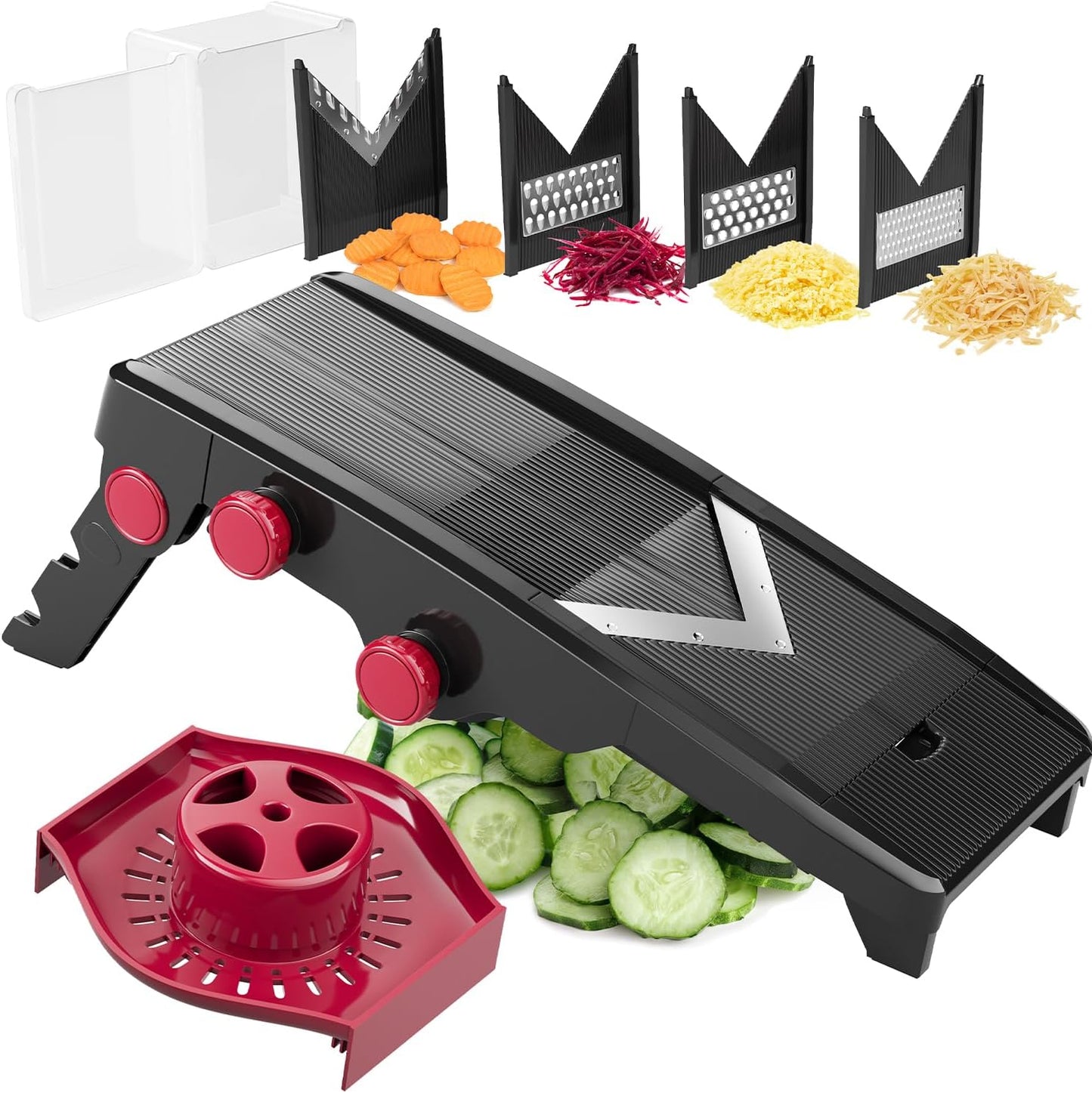 Mueller Austria Mandoline Slicer for Kitchen, Adjustable Vegetable Chopper, Fruit, Cheese Grater, Potato Chips Slicer - Black