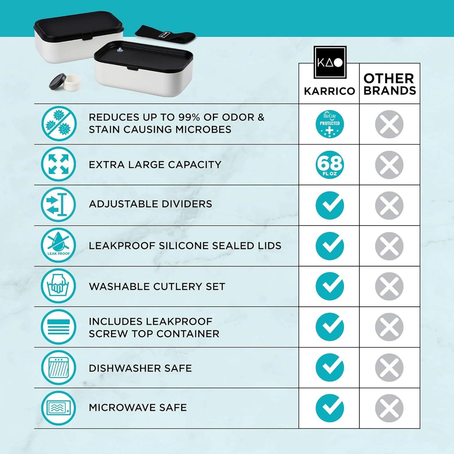 Double Premium Bento Box Adult, 67 fl oz BPA-Free - Cream Stackable Lunch Box with Leak-Proof Lids & Dividers, Perfect for Meal Prep, Lunches & Portion Control