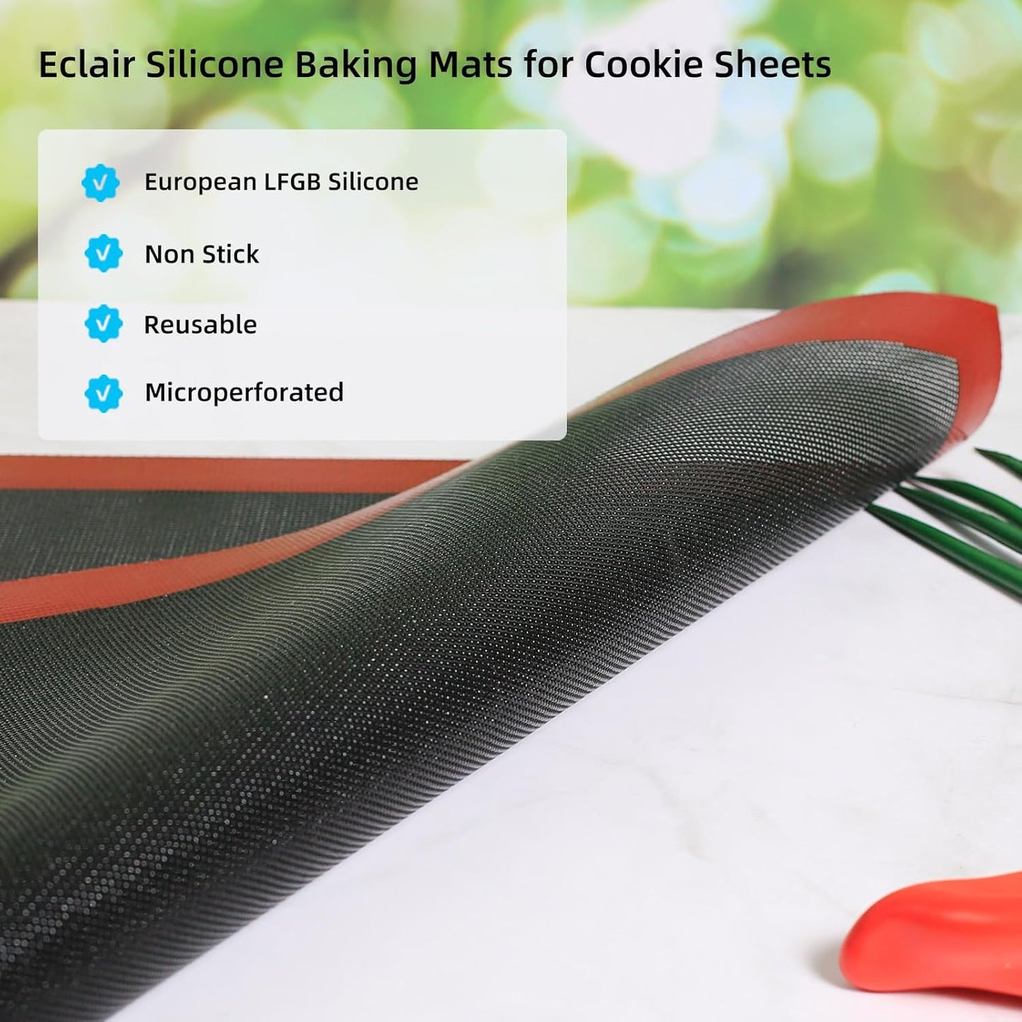 Perforated Silicone Baking Mat for Full Size Sheet Pan, Non-Stick Eclair Baking Mat for 18x26 Commercial Pan, Reusable Cookie Sheet Liner for Commercial Oven Use 1 PCS