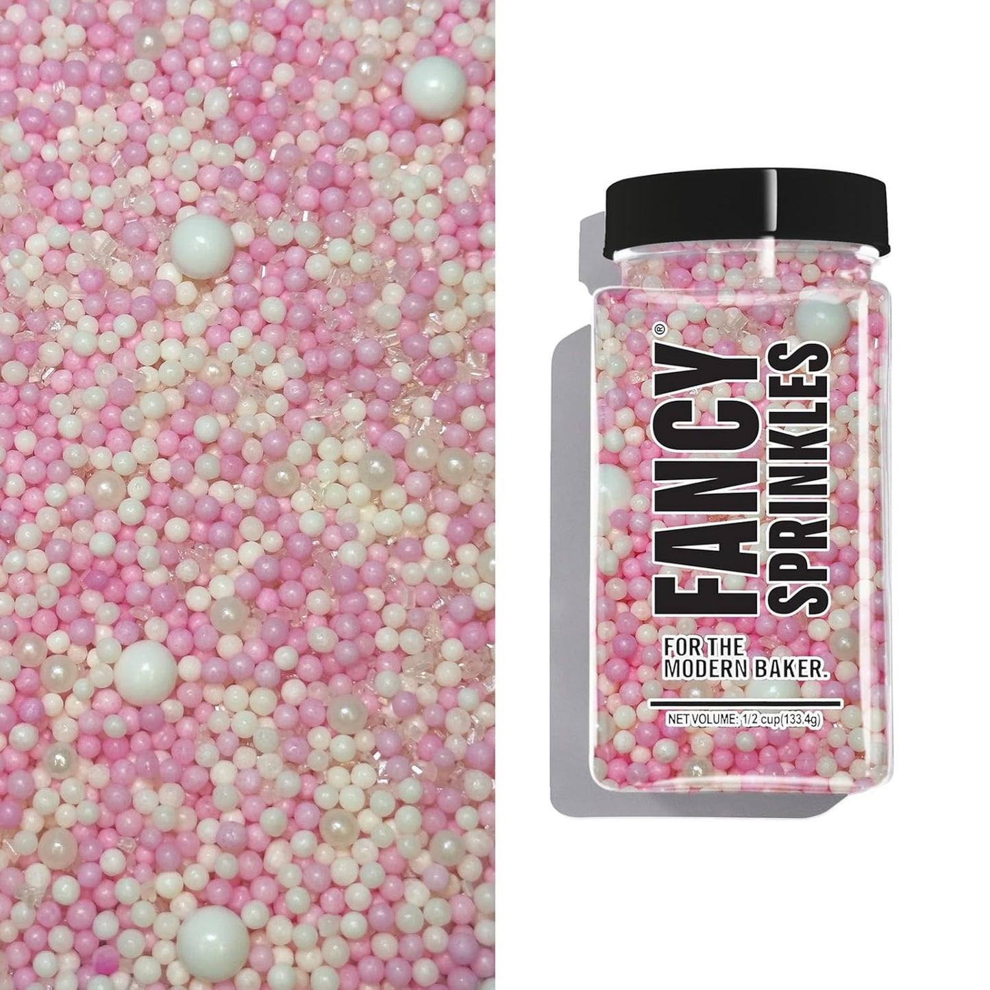 Fancy Sprinkles Bubble Bath Sprinkles, Real Sugar, For Ice Cream, Cookies, Cakes, Cupcakes, Dessert Decorating, Pink & White Sprinkles (0.5c)