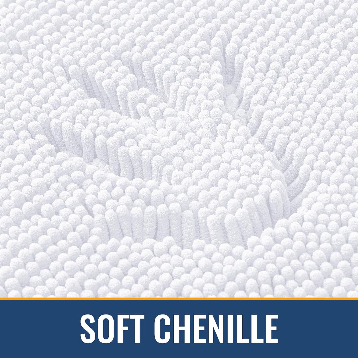 Arotive Bathroom Rugs 47x24, Extra Soft Absorbent Shaggy Chenille Bath Rugs, Machine Washable Rubber Backing Non-Slip Bath Mats for Bathroom Floor Tub and Shower, Home Decor Accessories, White