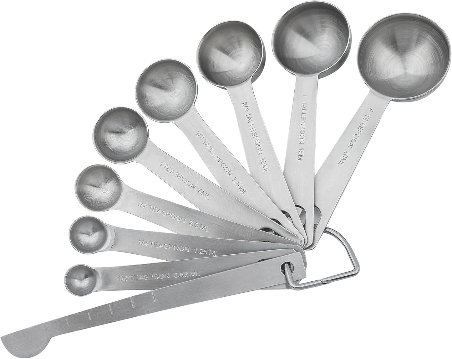 Measuring Cups and Spoons Set, Stainless Steel Measuring Cups, 18/8(304) Material Heavy Duty 7 Measuring cups and 8 Measuring Spoons 1 Leveler and 2 rings Pack 18pcs Per set