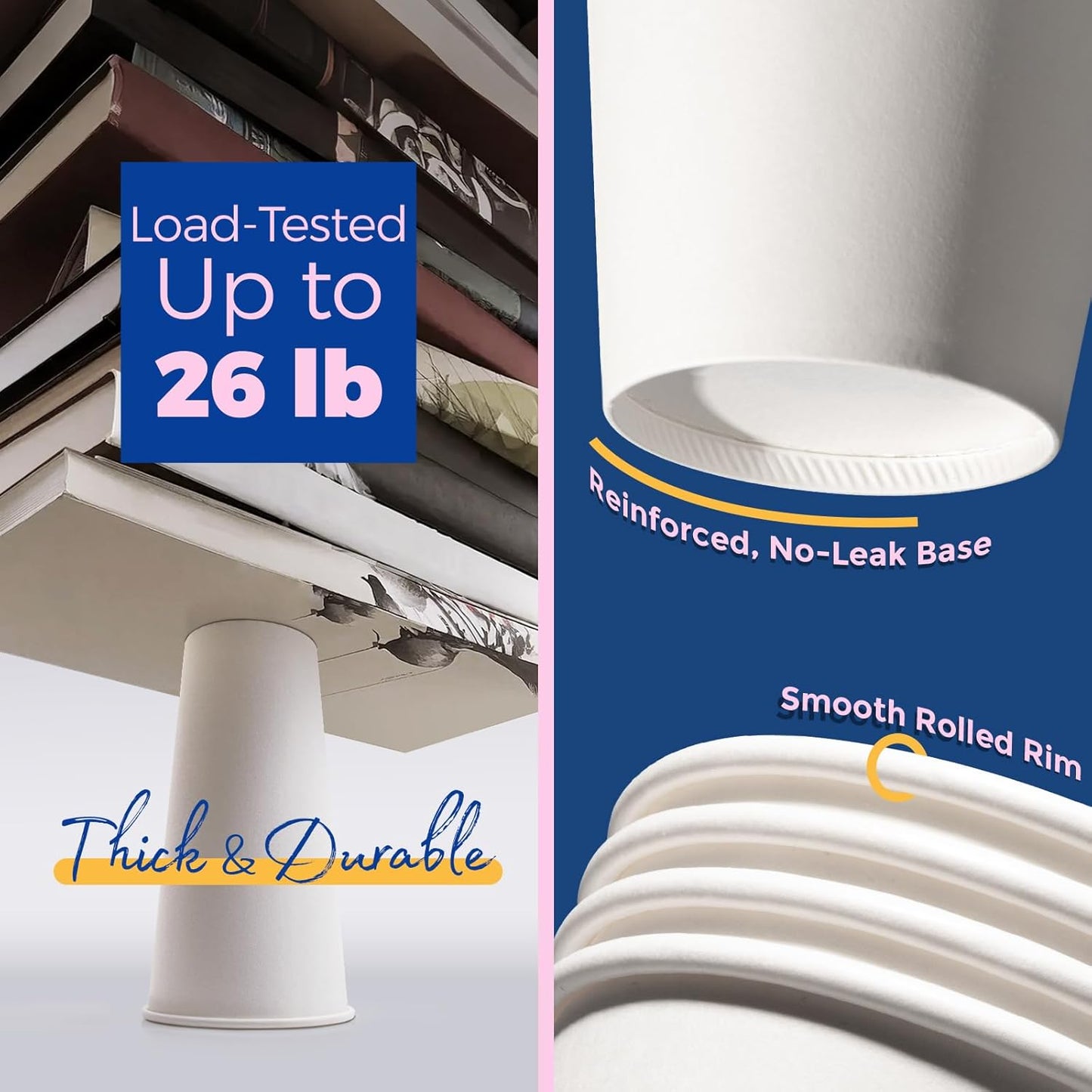 Fit Meal Prep 100 Pack 24 oz Disposable Coffee Cups with Lids, Sleeves, Leak-Proof To Go Coffee Cups with Lids, Durable Hot Paper Cups for Home, Office, Party, Business