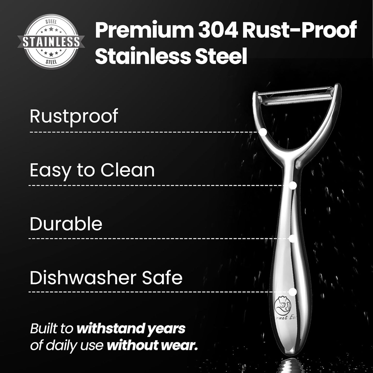 Vegetable Peeler, Premium Stainless Steel Potato Peeler, High Tensile Ultra Sharp Blade Fruit and Food Slicer, Y Shaped with Ergonomic Non-Slip Handle, Dishwasher Safe with 5 Years Warranty