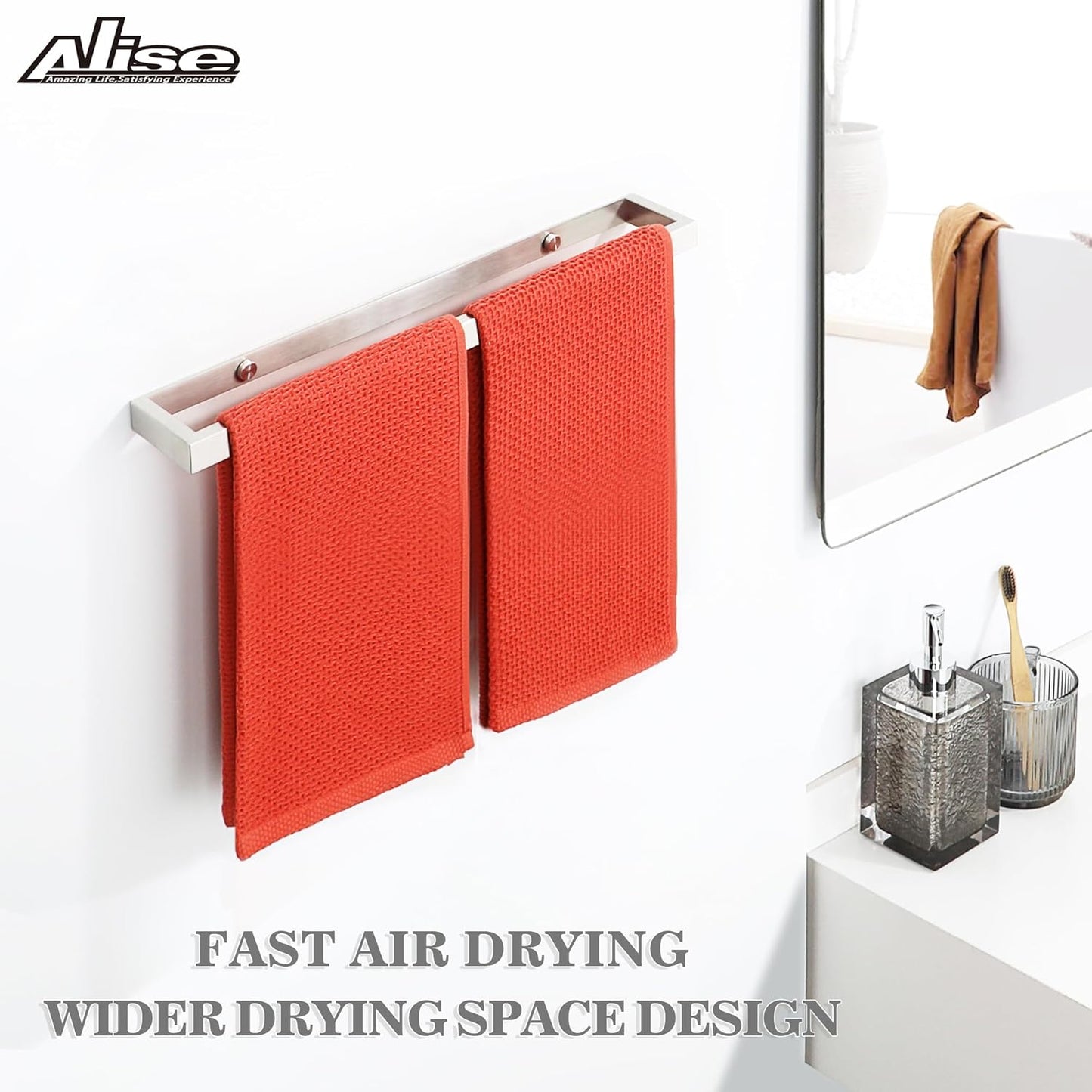 Alise Bath Towel Bar,Wall Mount Towel Holder Towel Rack Towel Hanger for Bathroom Lavatory,20 Inch SUS304 Stainless Steel Towel Rail,Brushed Finish,GJF050-LS