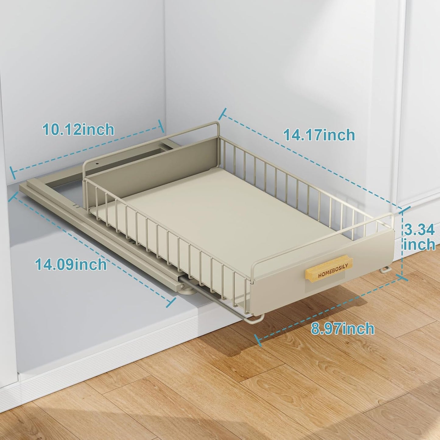 Under Sink Organizer, 2 Pack Pull Out Kitchen Cabinet Organizer, Mute Slide-Out Under Sink Organizers and Storage, Metal Kitchen Bathroom Organizers and Storage Shelves, Grey