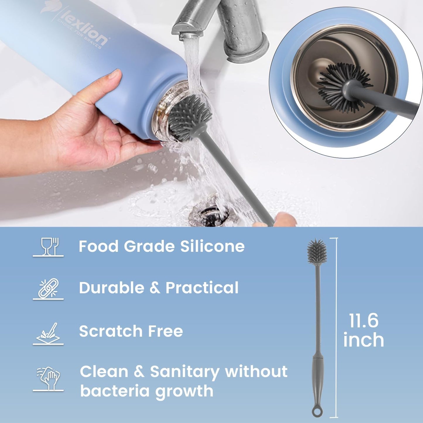 Lexlion 32 Oz Triple Walled Insulated Stainless Steel Fruit Infuser Bottle - Tea Infuser Water Bottle with 3 Lids, Silicone Sleeve, Leakproof, Metal Mug Gallon