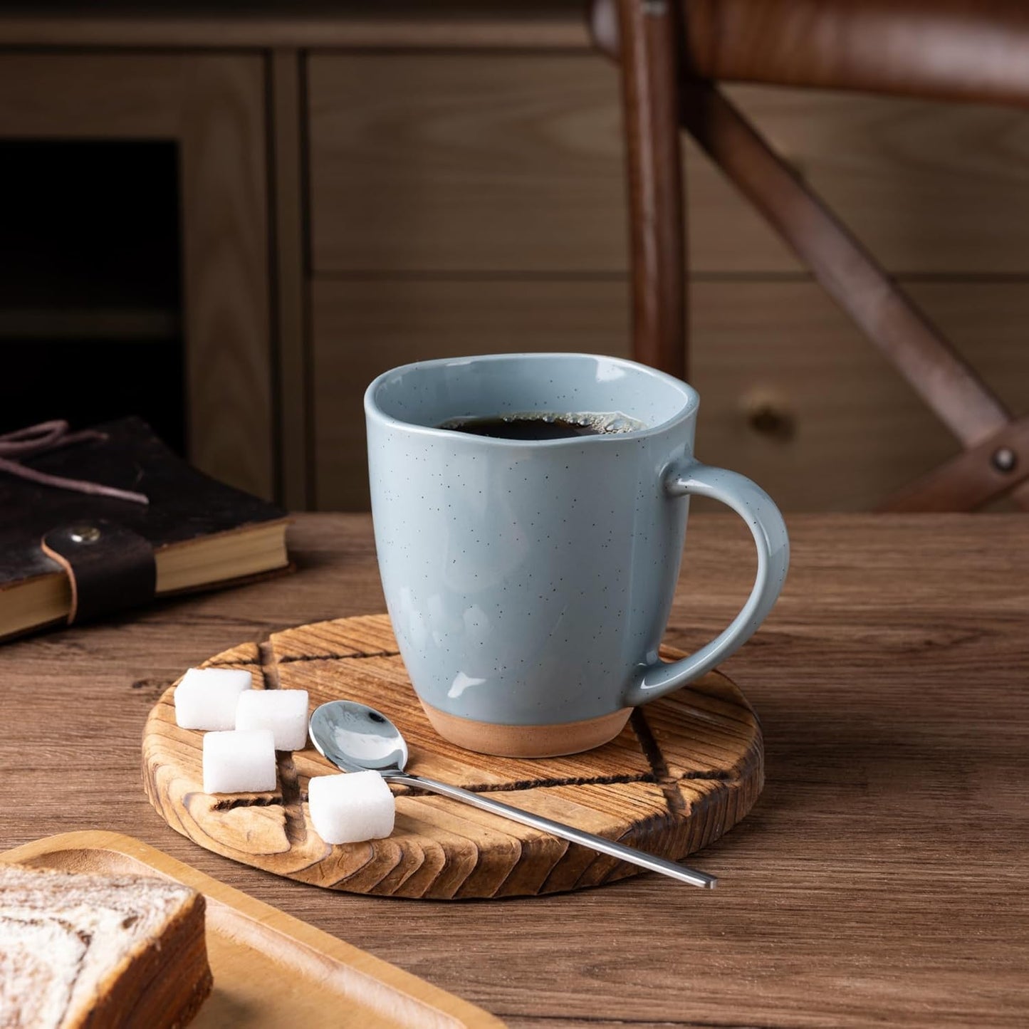 AmorArc 12oz Coffee Mugs, Ceramic Coffee Mugs set of 4 for Man, Woman, Dad, Mom, Modern Coffee Cups with handle for Latte/Cappuccino/Milk/Cocoa. Dishwasher&Microwave Safe, Blue